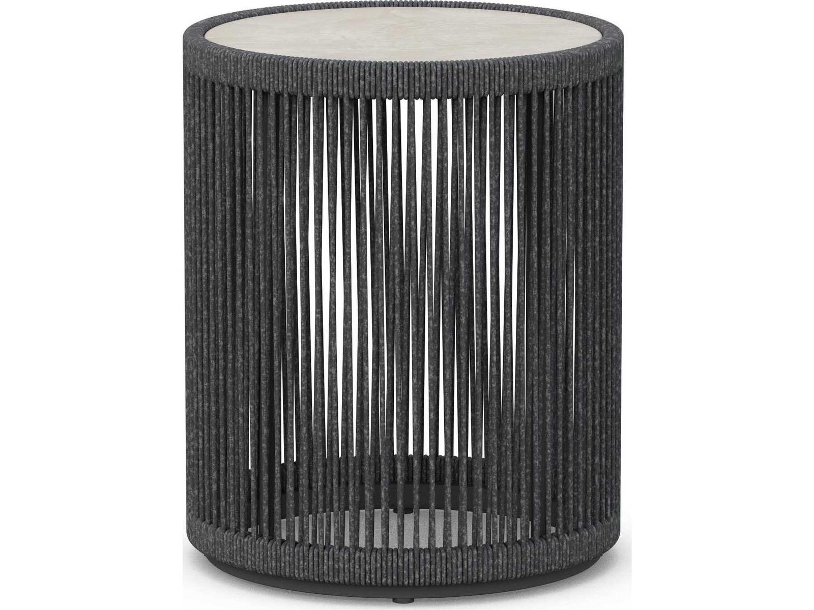 Azzurro Living Malta Pebble All-weather Textelene Rope Round End Table