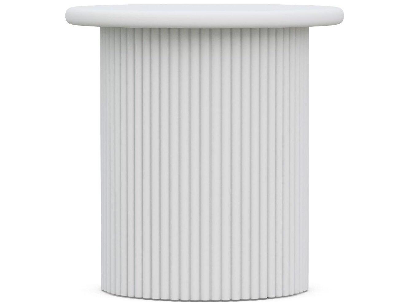 Azzurro Living Palma Matte White Aluminum Round Patio Side Table