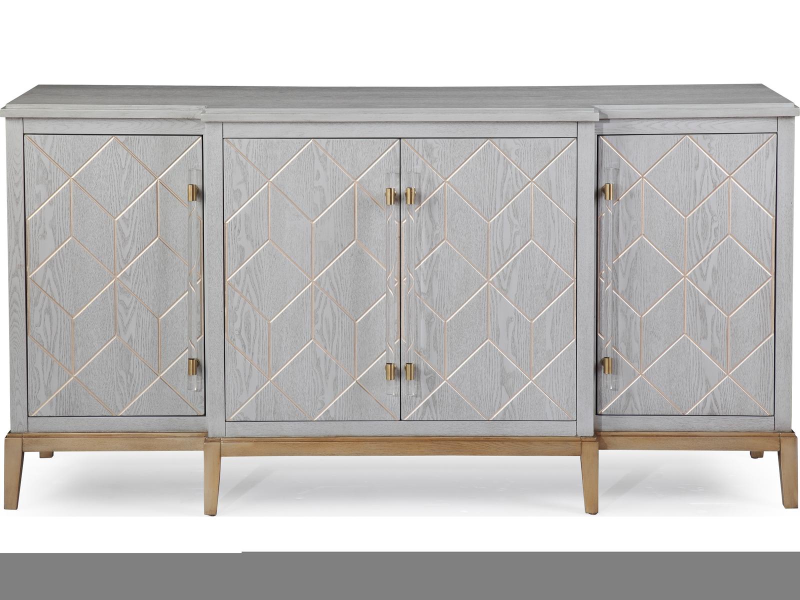 Bassett Mirror Perrine 68" Hardwood Gray Veneer Gold Sideboard
