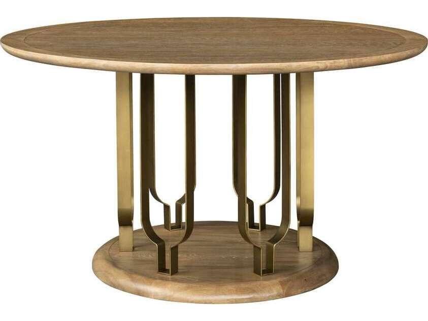 Bassett Mirror Round Wood Natural Dining Table | 6091-700B-T | LuxeDecor