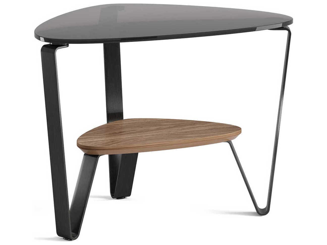 BDI Dino Glass Natural Walnut Carbon Grey End Table