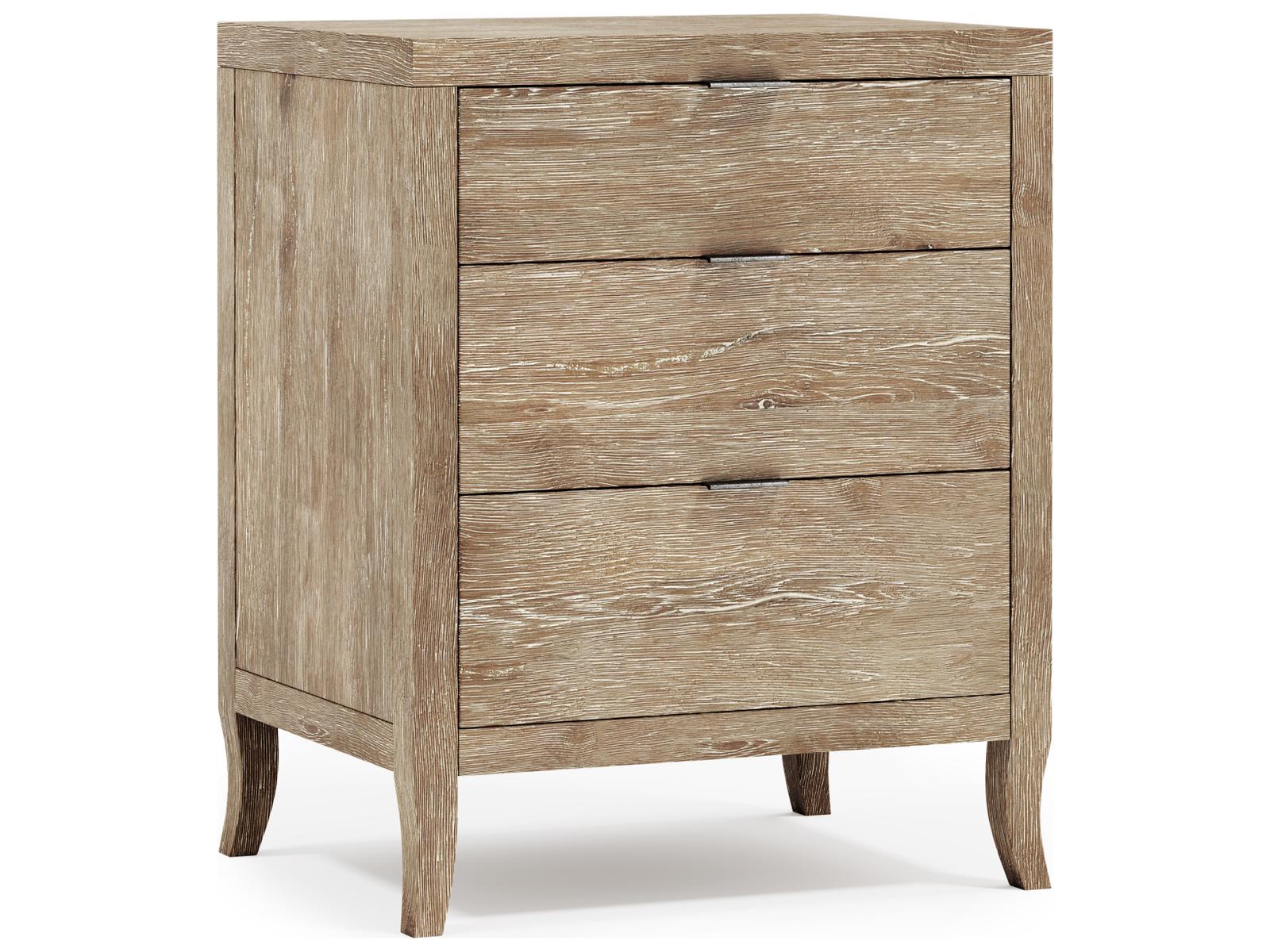 Bernhardt Tribeca 3-Drawers Brown Oak Wood Nightstand