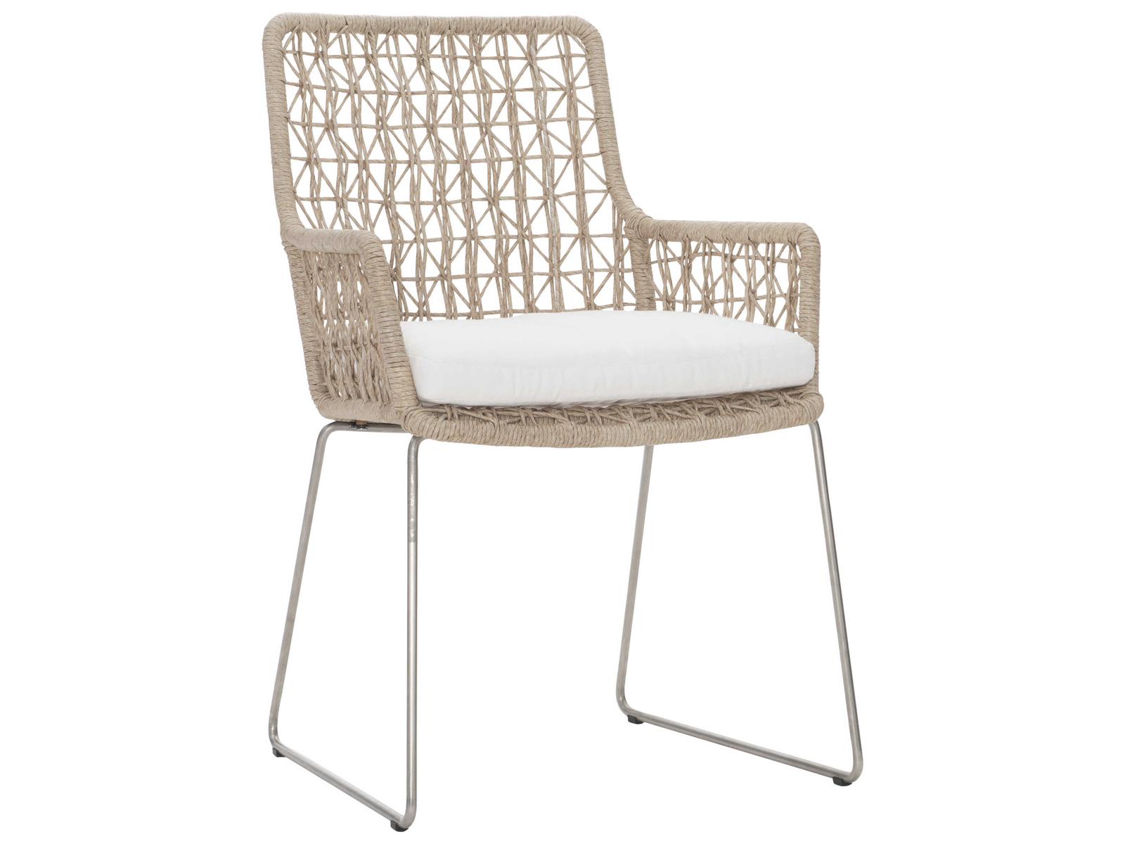 Bernhardt Exteriors Hazelnut Arm Patio Dining Chair with Seat Pad