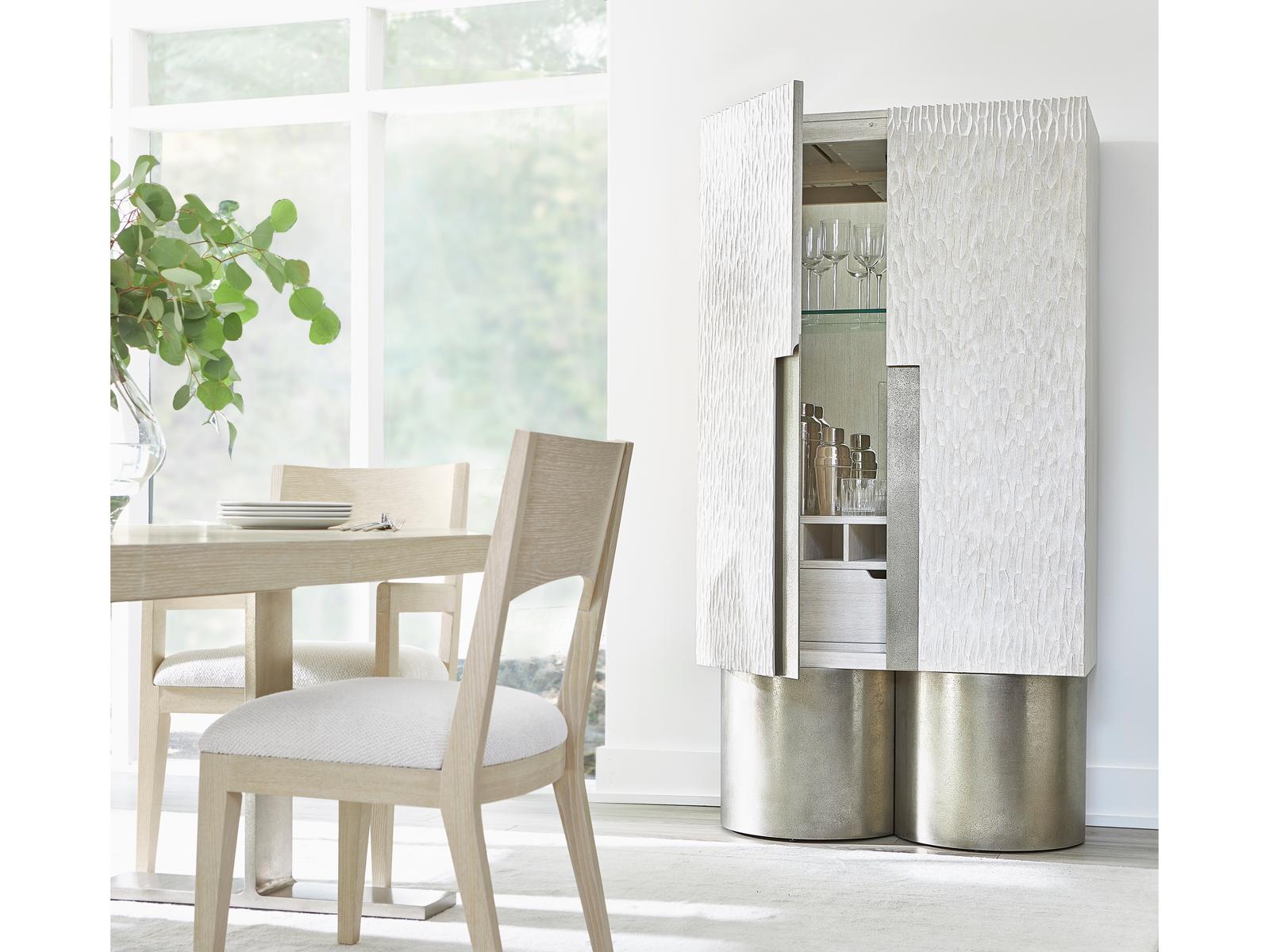 Bernhardt Solaria White Ash Wood Bar Cabinet