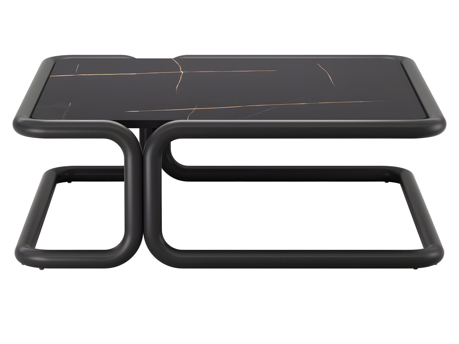 Bend Goods Outdoor Tube Aluminum 40" Square Coffee Table in Black