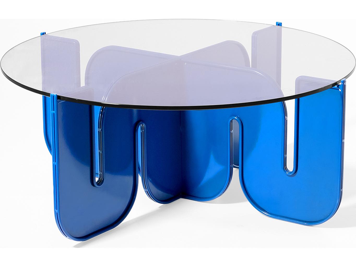 Bend Goods Outdoor Wave Resin Electric Blue Round Coffee Table