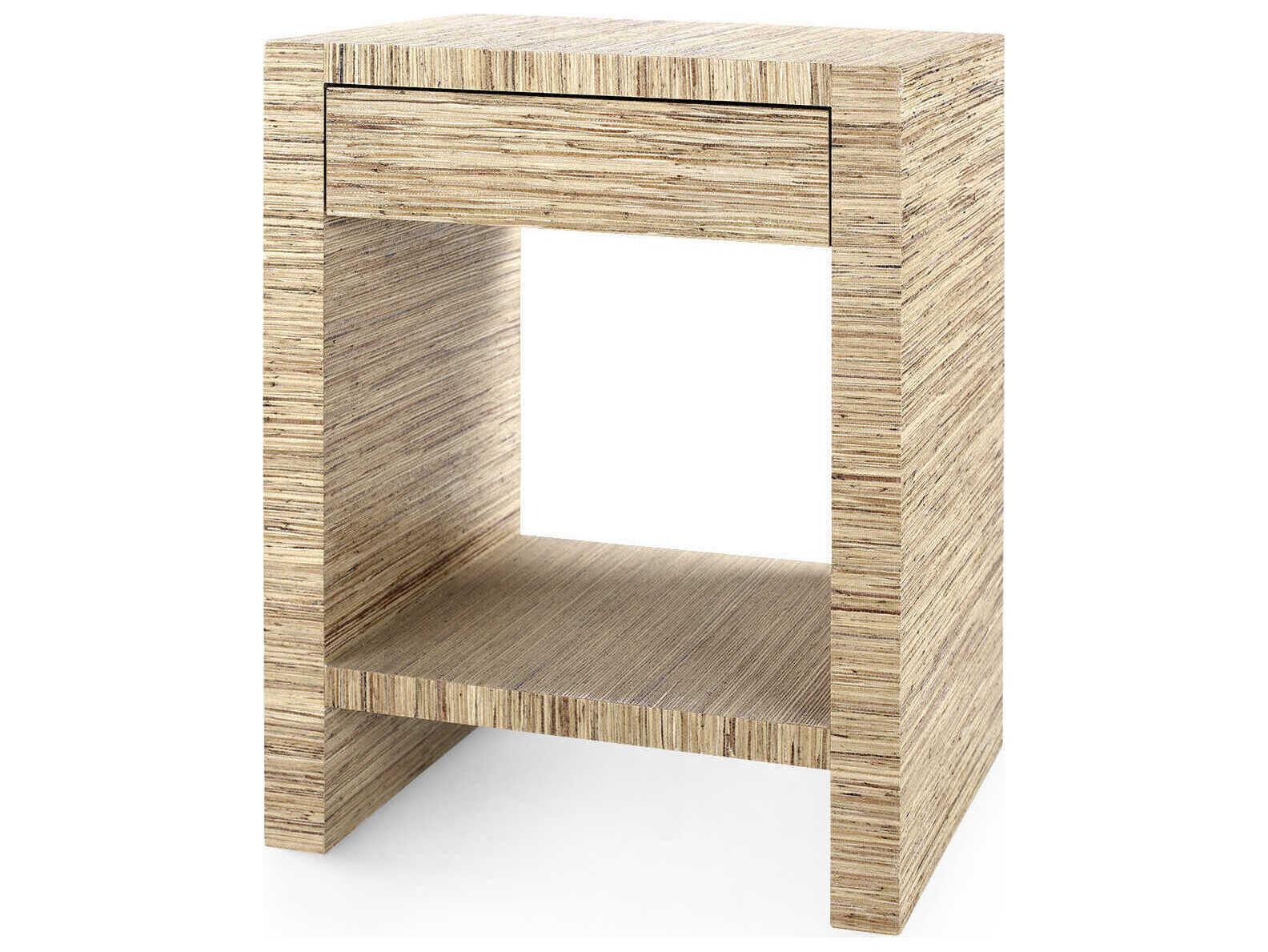 Villa & House Morgan 1-Drawer Lacquered Papyrus Side Table — Natural ...