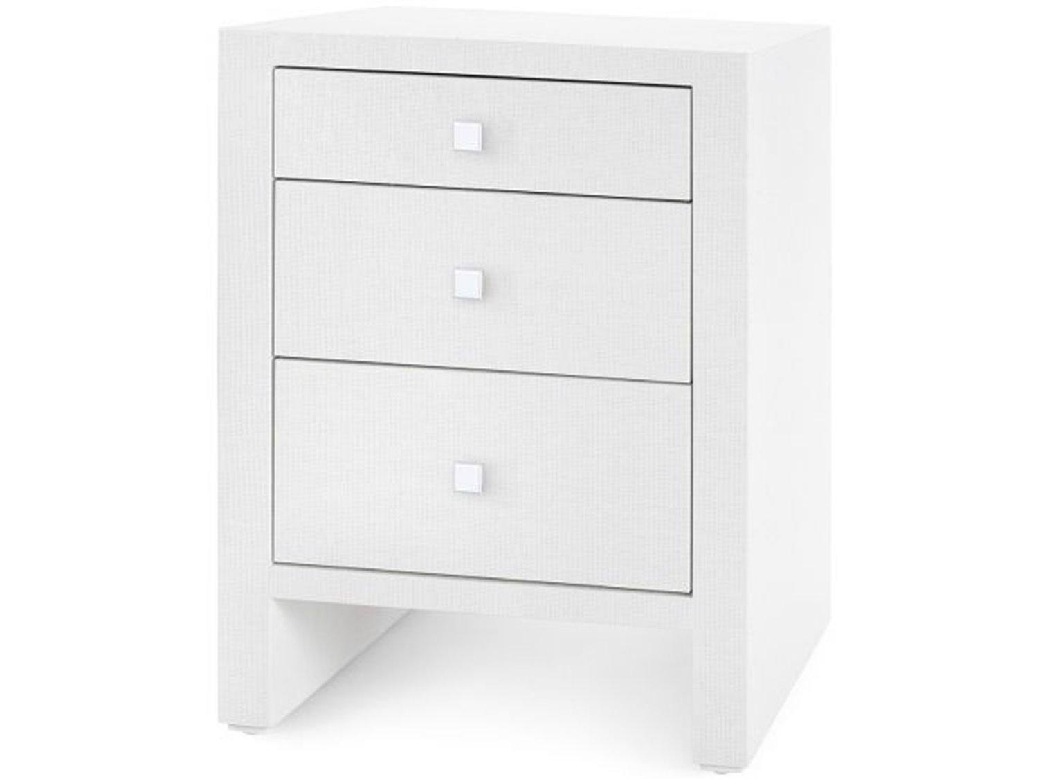 Villa & House Morgan 3-Drawer Grasscloth Side Table — Chiffon White ...