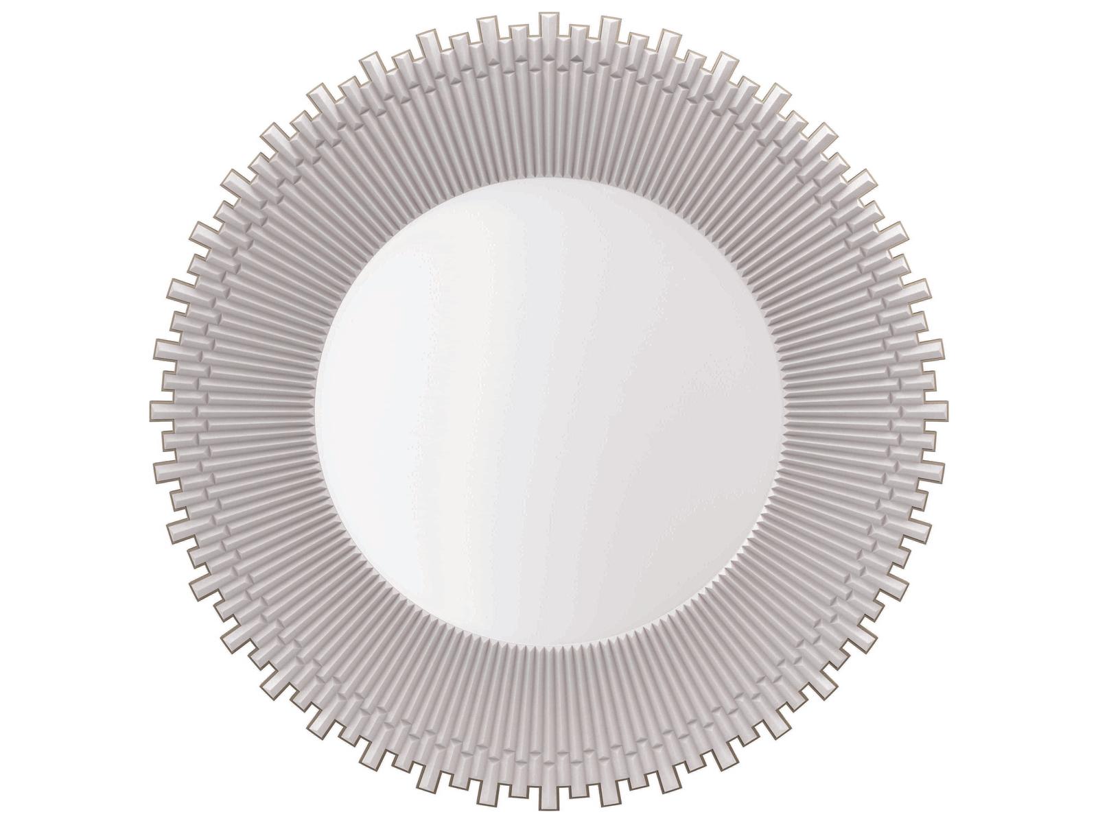 Caracole Classic Almond Milk / Charcoal Leaf Round Helios Wall Mirror