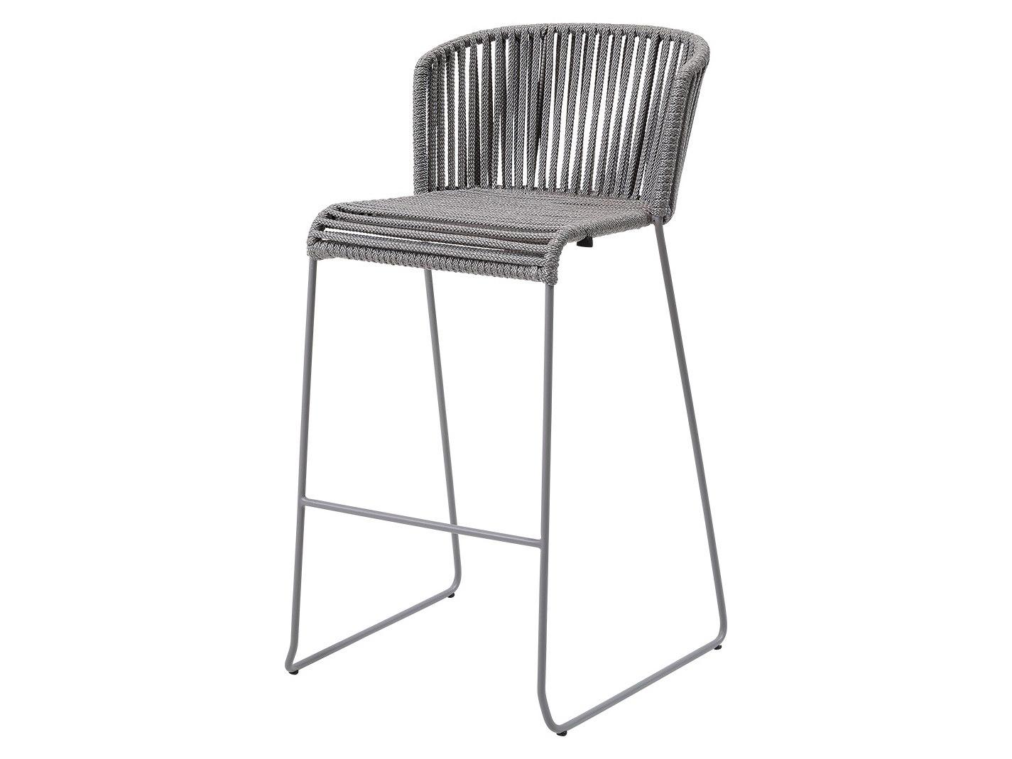 Cane Line Outdoor Moments Grey Soft Rope Aluminum Strap Bar Stool