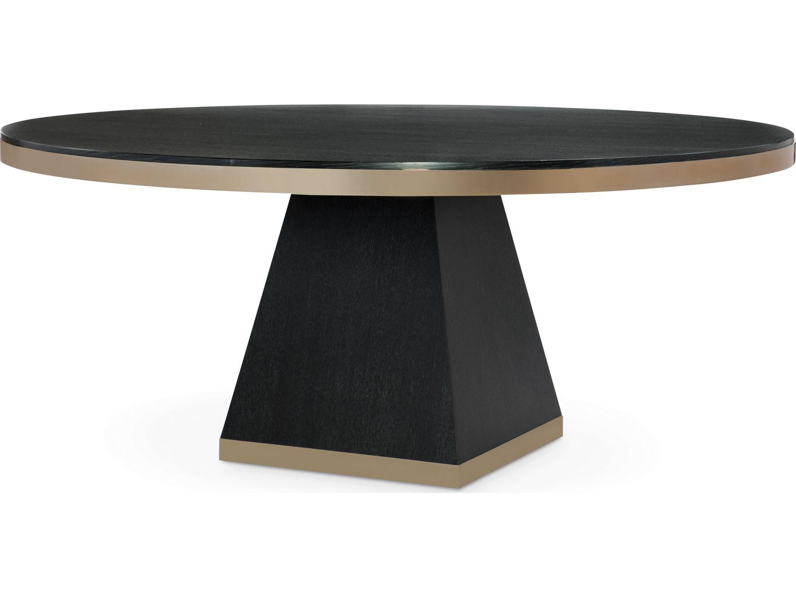 Century Furniture Corso Round Wood Black Cerused Champagne Dining Table