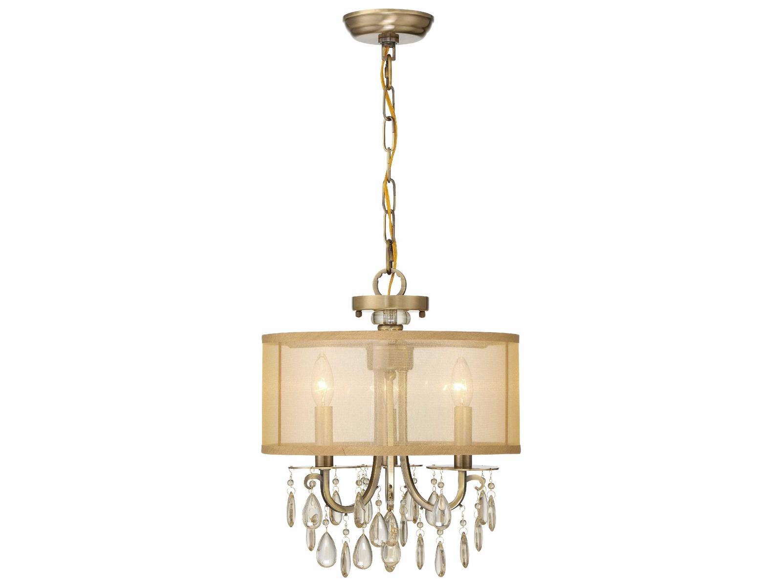 Crystorama Hampton 3-Light Gold Crystal Drum Chandelier