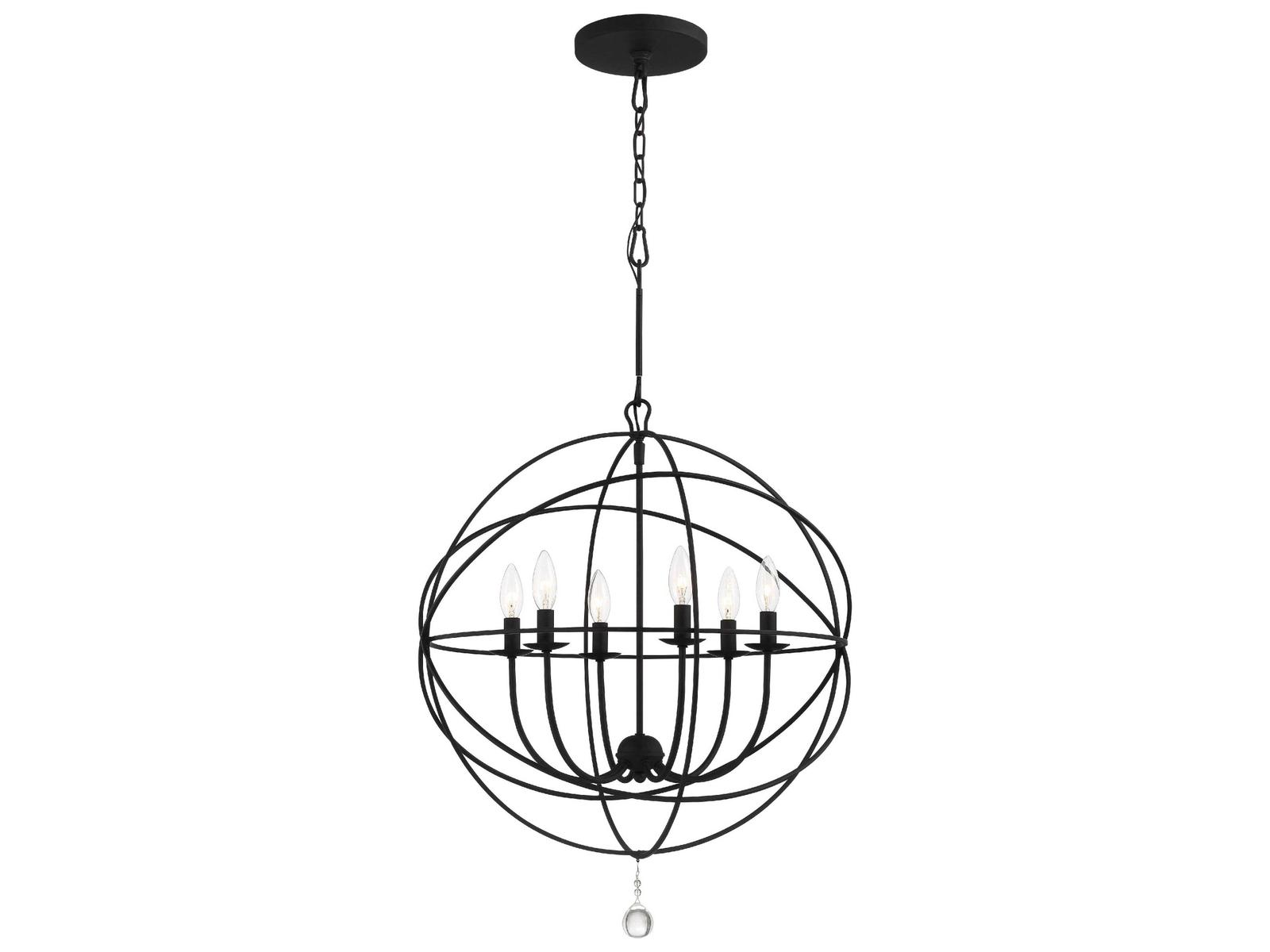 Crystorama Solaris 6-Light Bronze Glass Candelabra Chandelier
