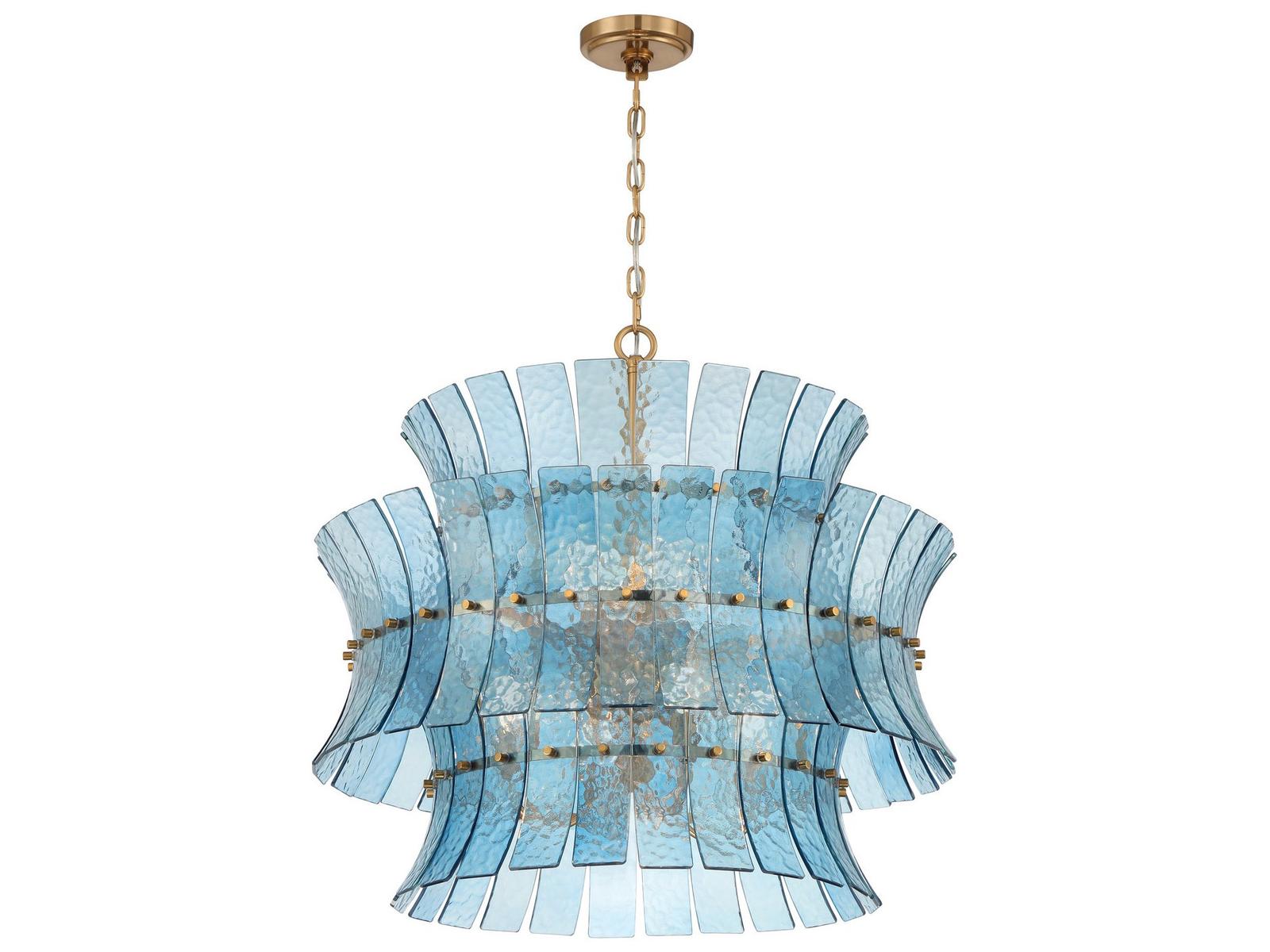 Crystorama Abigail 8-Light Aged Brass Blue Chandelier
