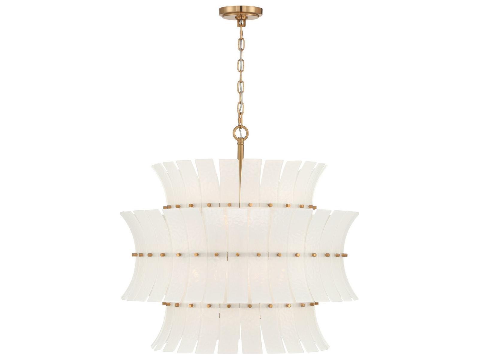 Crystorama Abigail 8-Light Aged Brass White Chandelier