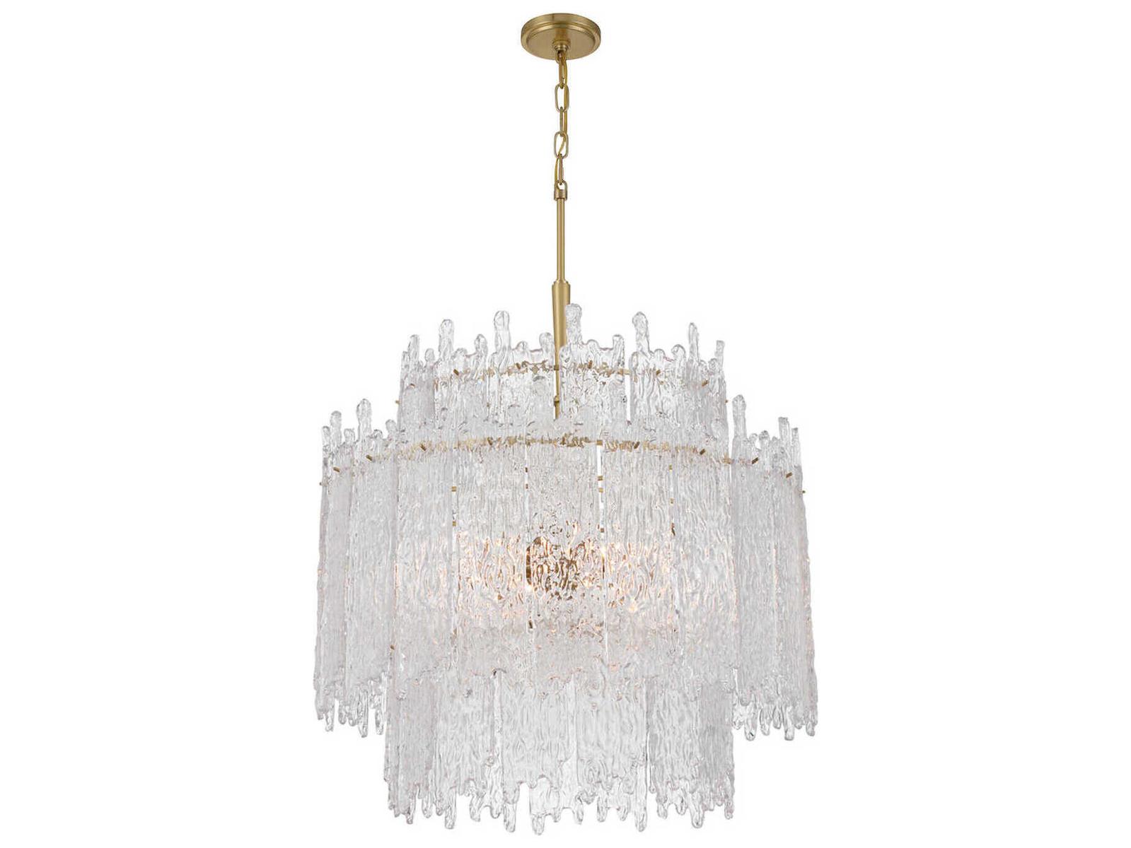 Crystorama Ackerly 8-Light Aged Brass Candelabra Tiered Chandelier
