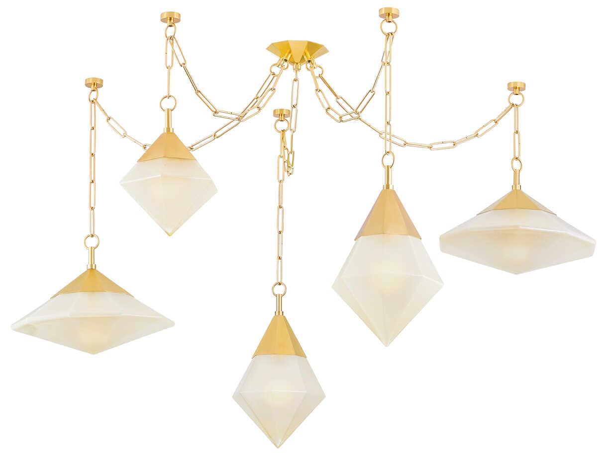 Corbett Lighting Angelique 5-Light Vintage Polished Brass Geometric Chandelier