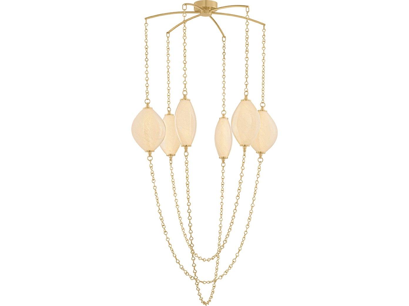 Corbett Lighting Positano 6-Light Vintage Brass Gold Chandelier