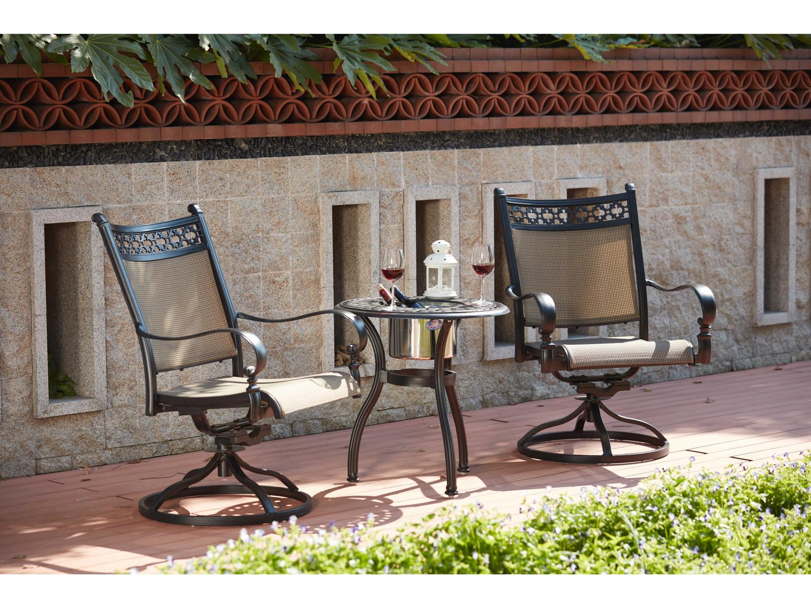 Darlee Outdoor Living Mountain View Cast Aluminum 3-Piece Set with 24 Inch Round End Table / Ice Bucket Insert in Antique Bronze