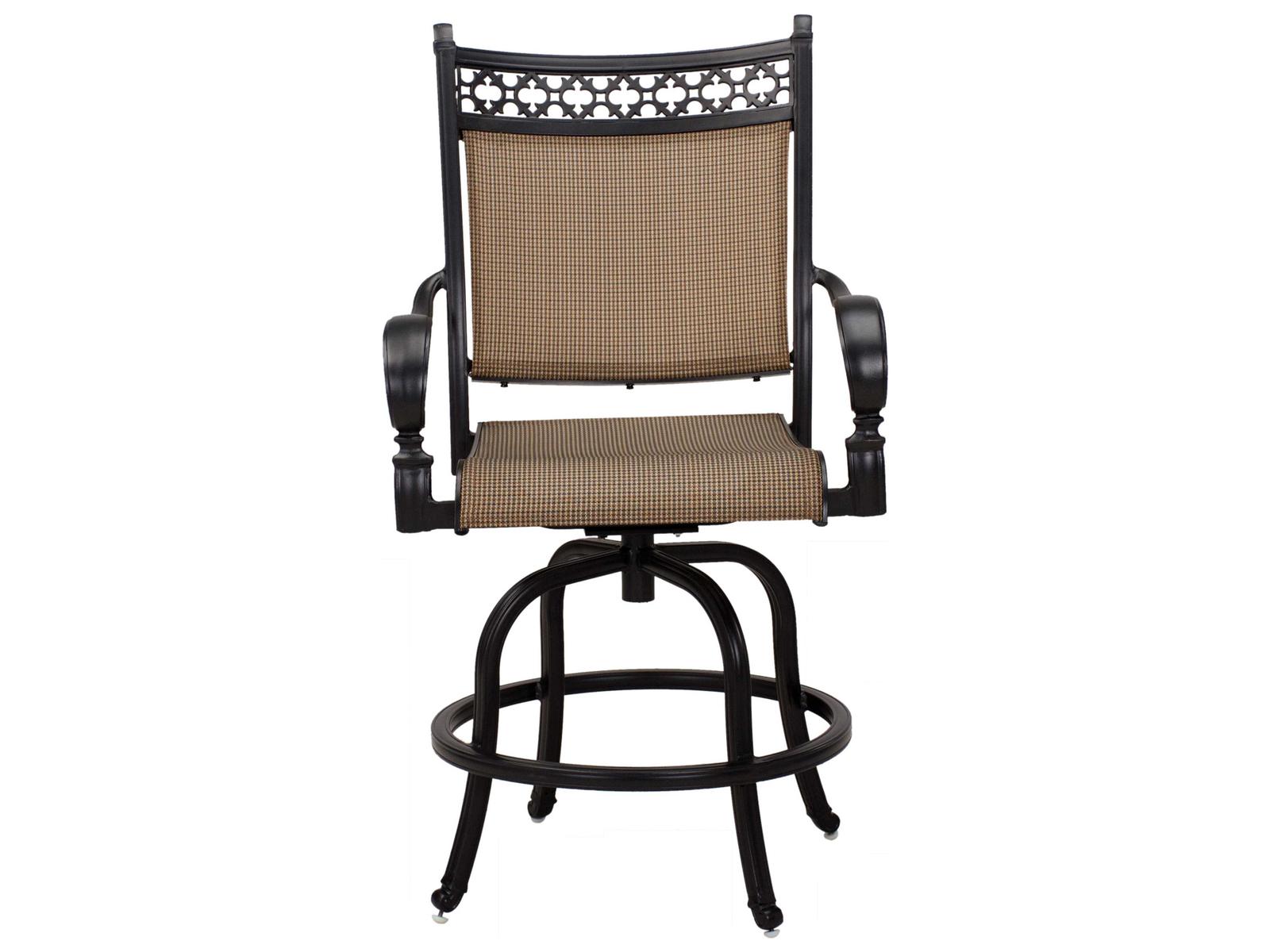 Darlee Outdoor Living Mountain View Cast Aluminum Sling Counter Height Swivel Stool in Antique Bronze