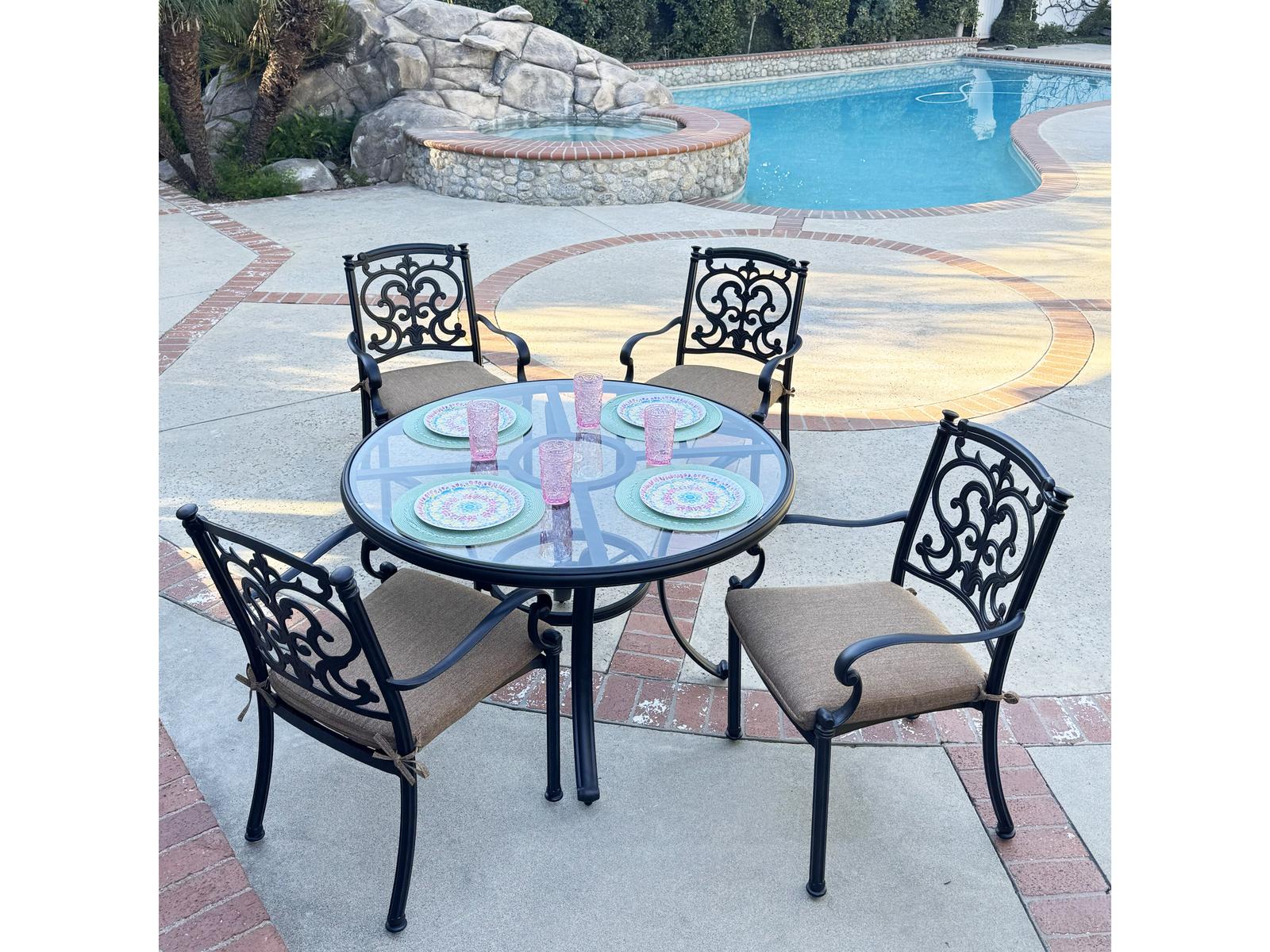 Darlee Outdoor Living Santa Barbara Antique Bronze Cast Aluminum Dining Set