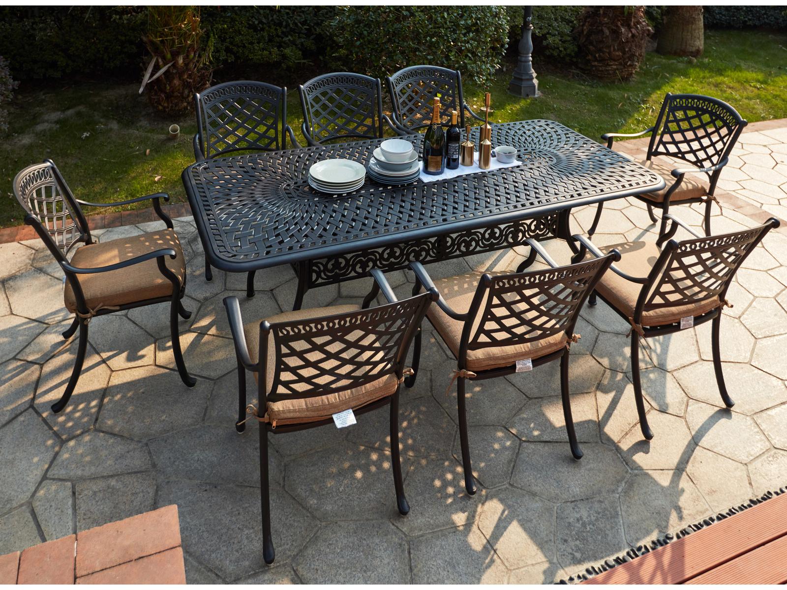 Darlee Sedona Cast Aluminum 9 Piece Dining Set in Antique Bronze
