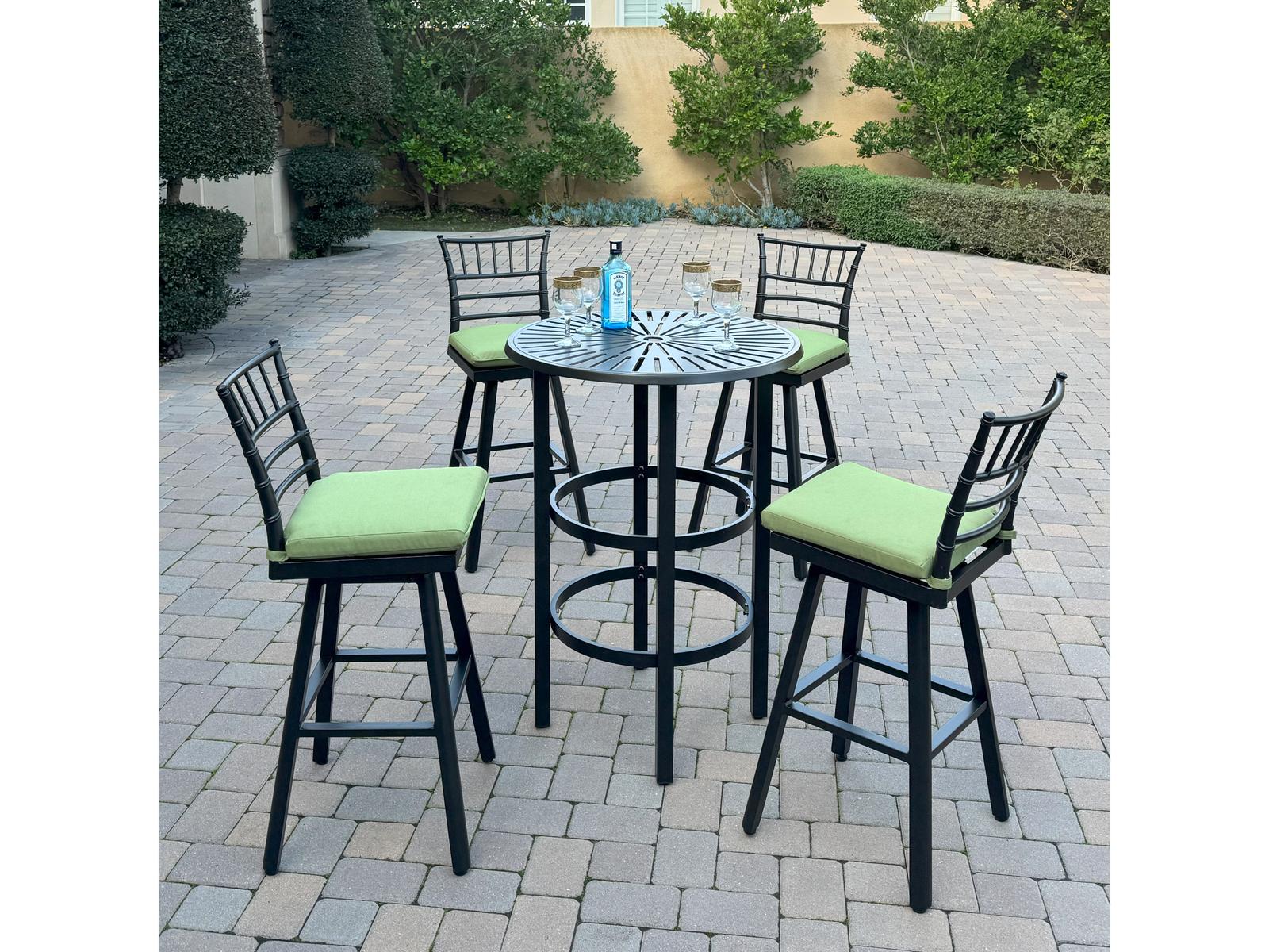 Darlee Outdoor Living Bella Aluminum 5-Piece Patio Bar Set with 30 feet' Round Bar Table