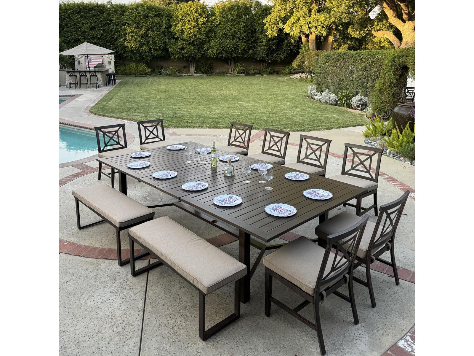 Darlee Outdoor Living Atlantis Walnut Aluminum Dining Set