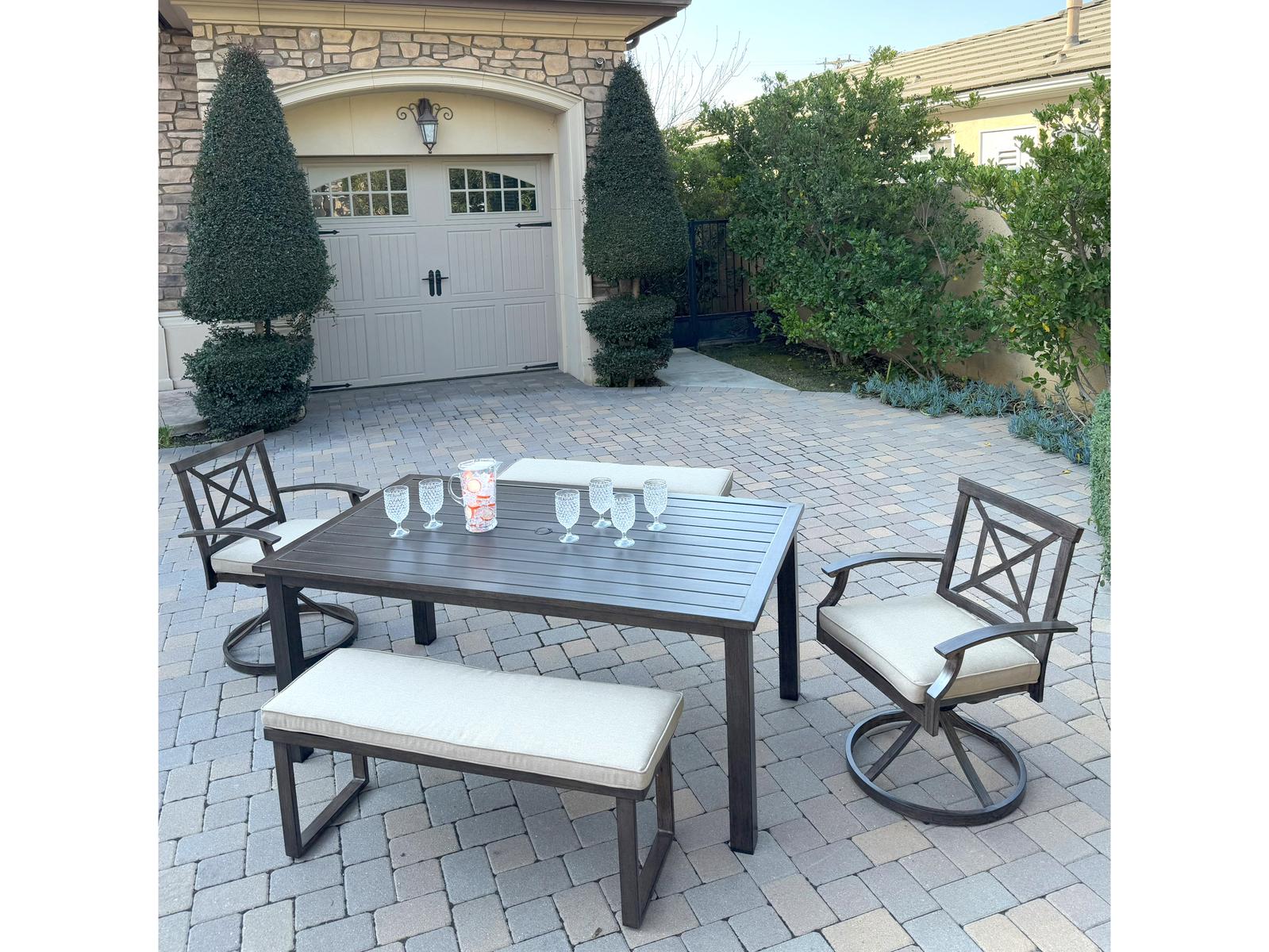 Darlee Outdoor Living Atlantis Aluminum 5-Piece Patio Dining Set with 70" x 41.7" Rectangular Table