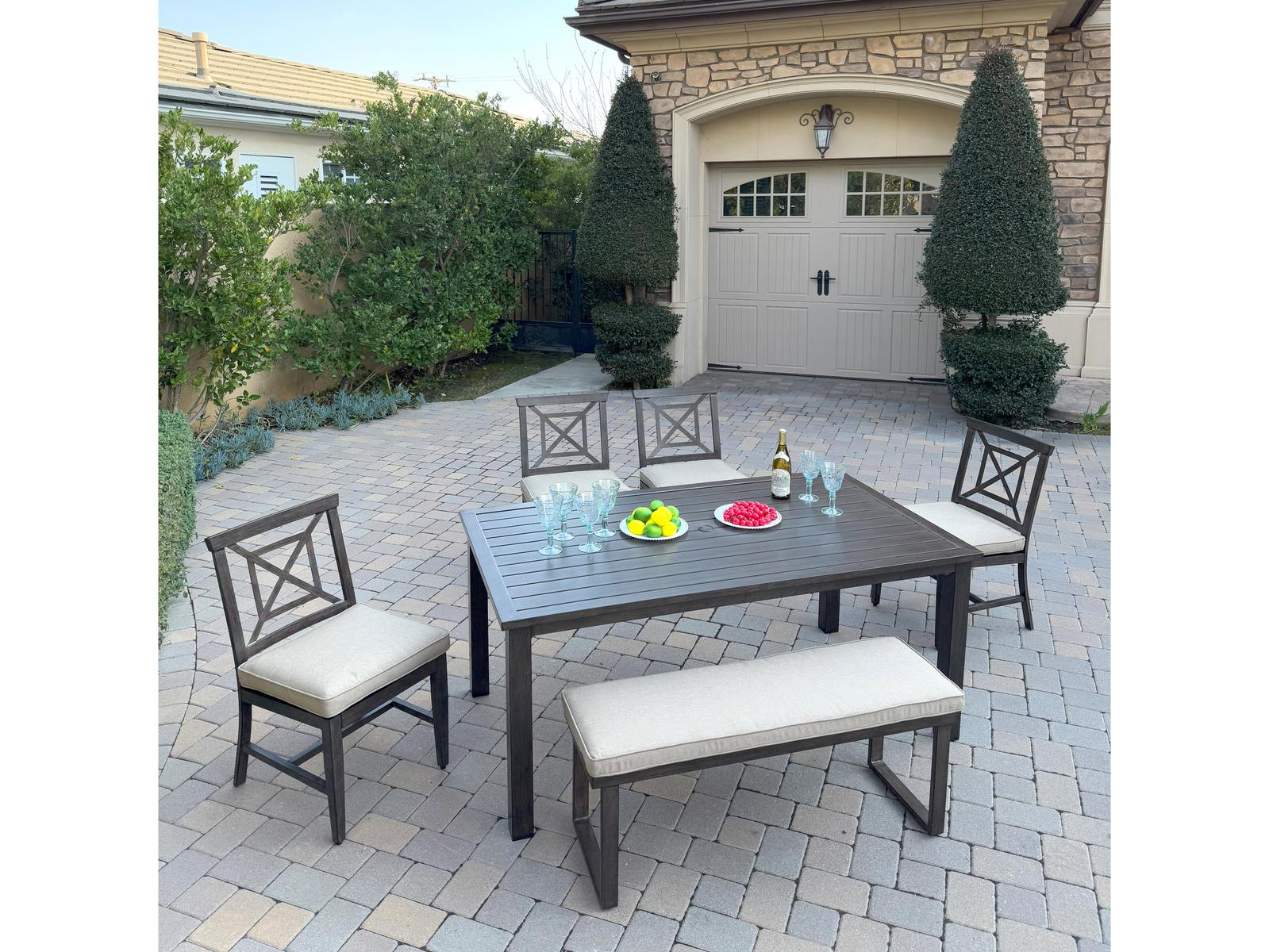 Darlee Outdoor Living Atlantis Aluminum 6-Piece Patio Dining Set with 70" x 41.7" Rectangular Table