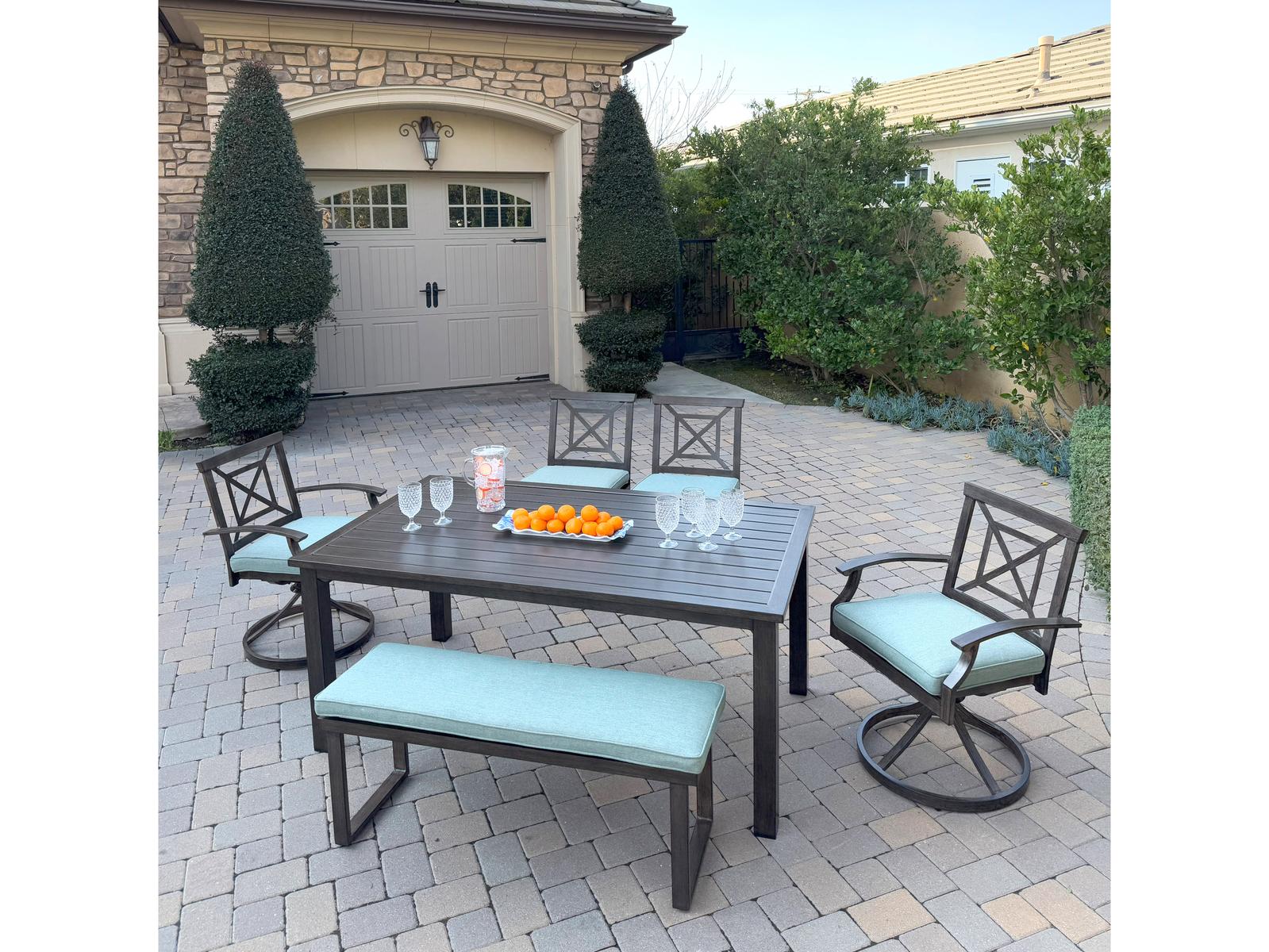 Darlee Outdoor Living Atlantis Aluminum 6-Piece Patio Dining Set with 70" x 41.7" Rectangular Table