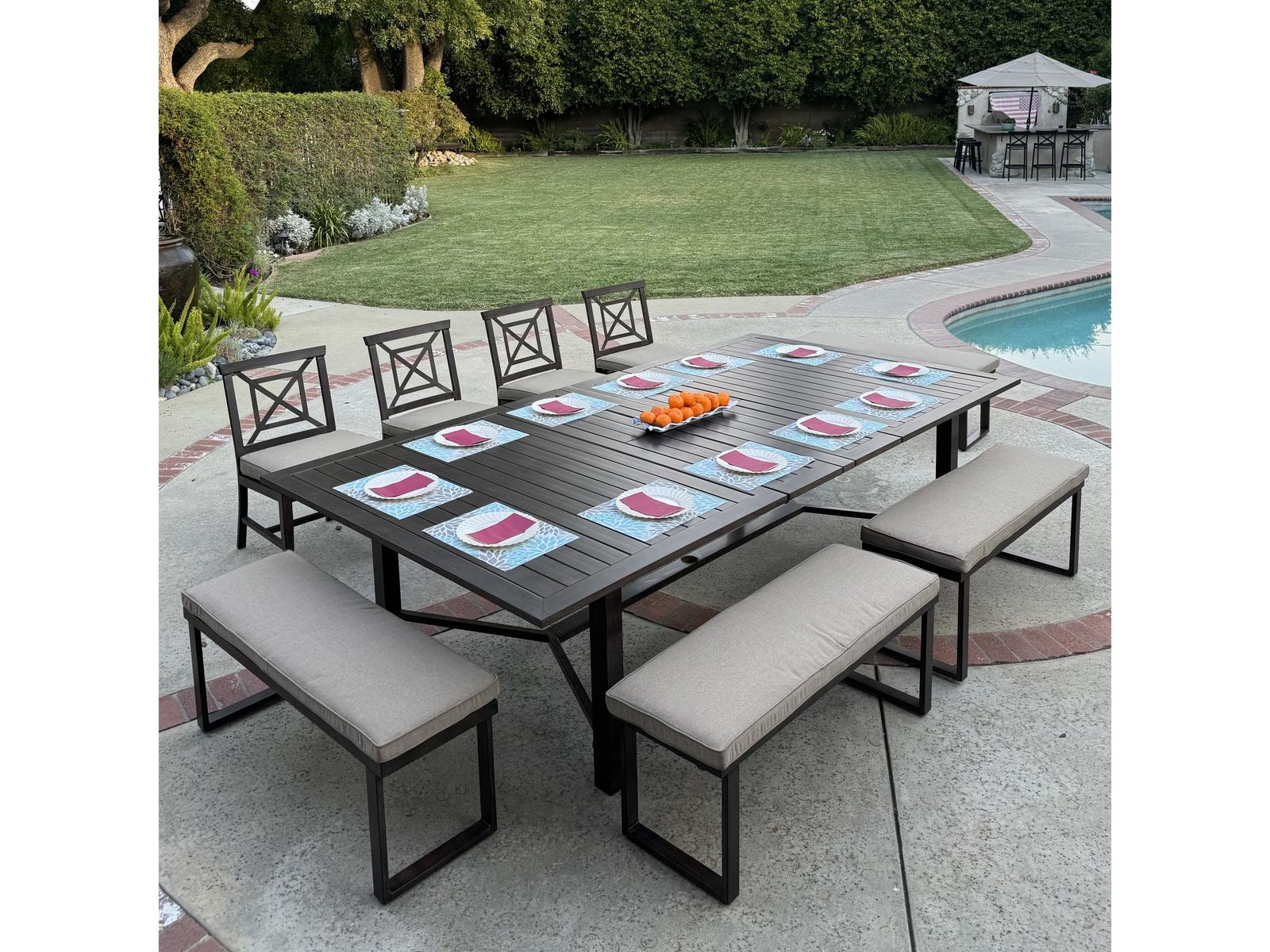 Darlee Outdoor Living Atlantis Walnut Aluminum Dining Set