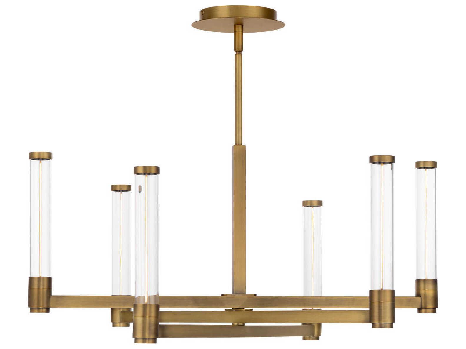 dweLED by WAC Lighting Jedi 6-Light Aged Brass Glass LED Cylinder Chandelier