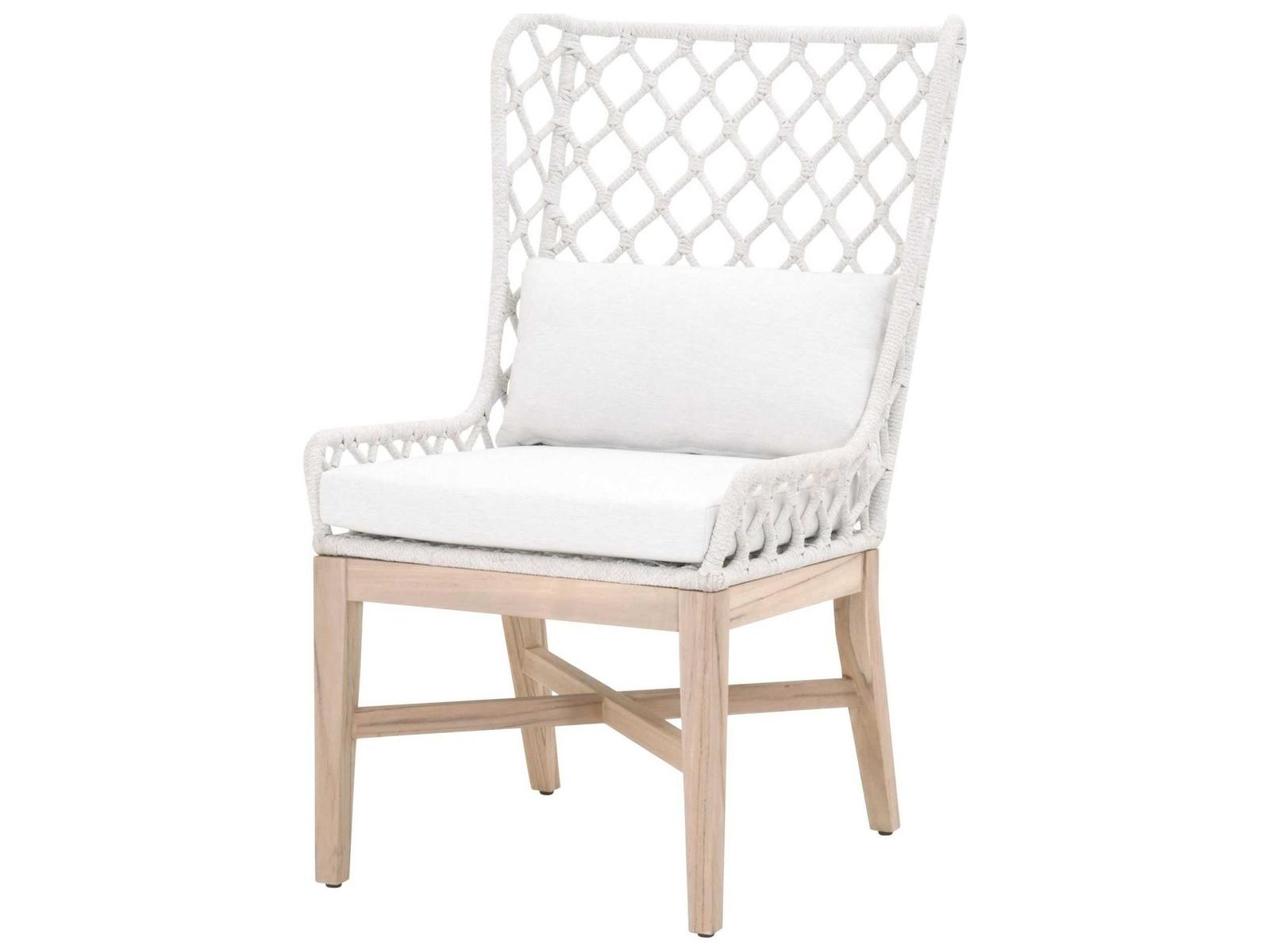 Essentials for Living Outdoor Woven Rope White Speckle Flat Cushion Lounge Chair