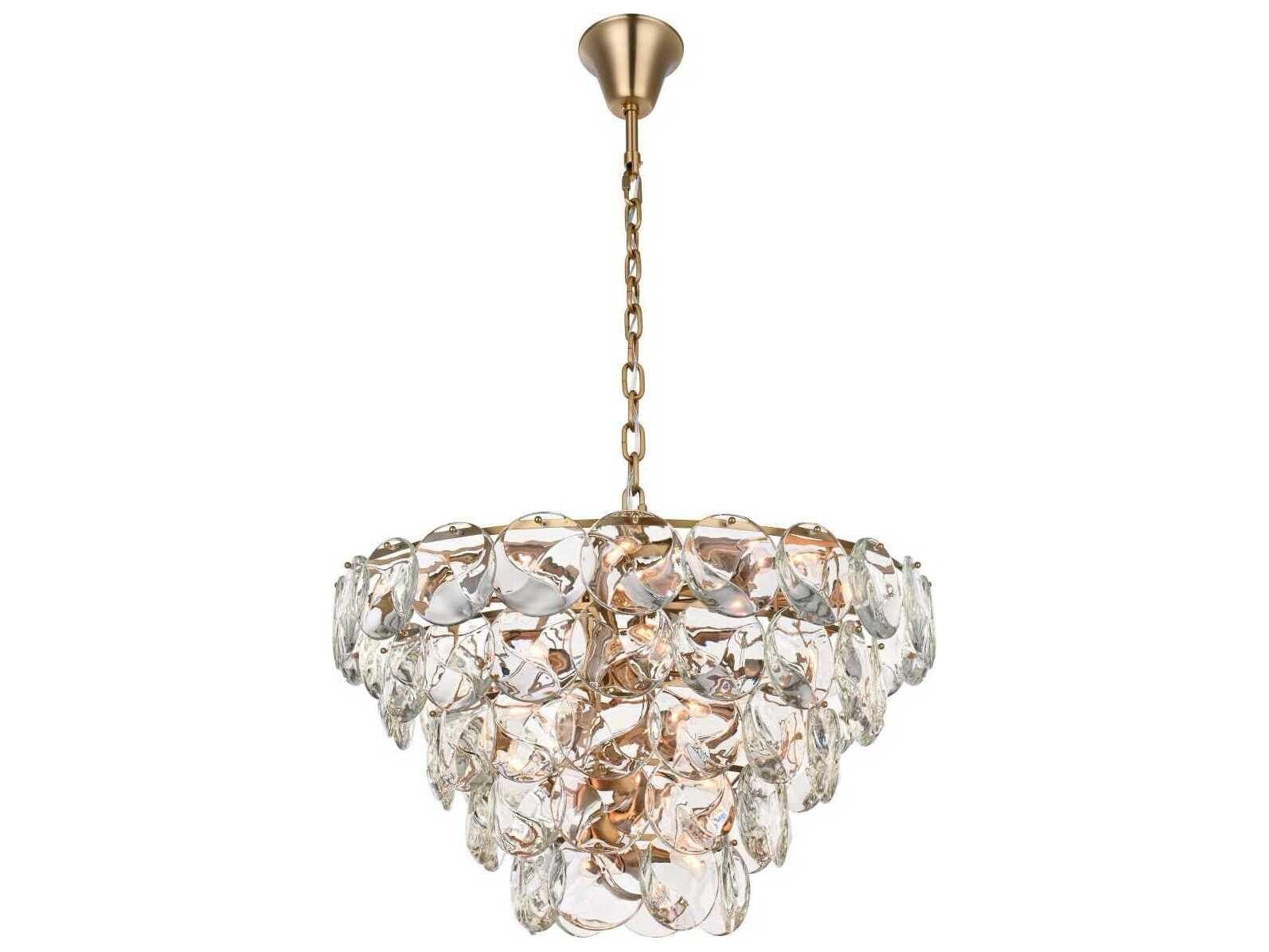 Elegant Lighting Charlotte 29-Light Satin Gold Clear Tiered Chandelier ...