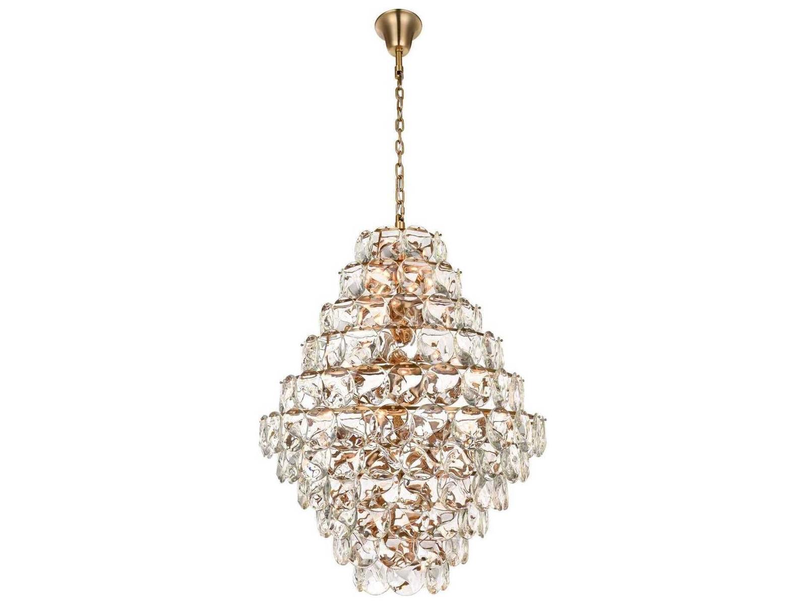 Elegant Lighting Charlotte 66-Light Satin Gold Clear Tiered Chandelier ...
