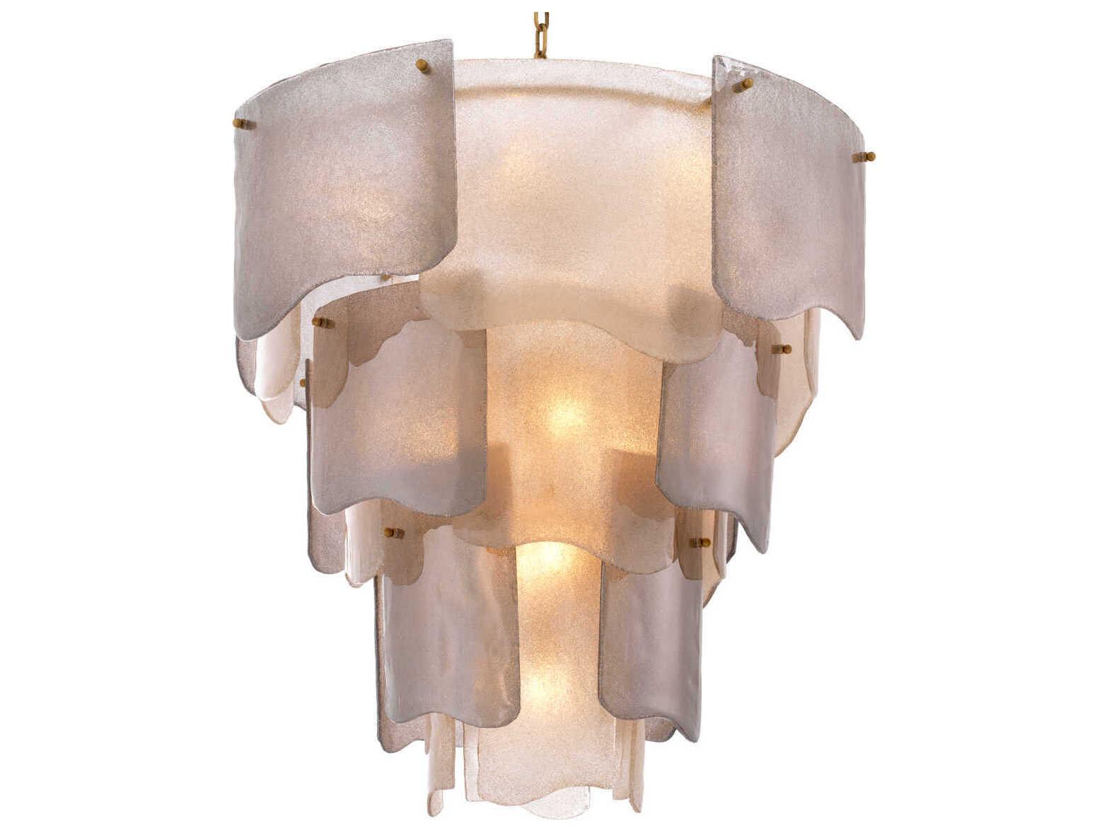 Eichholtz Asinara L Antique Brass Smoke Glass Chandelier