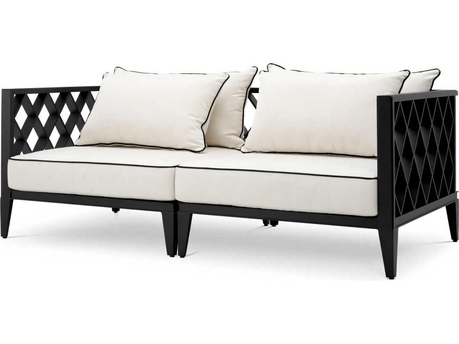 Eichholtz Outdoor Black Finish Sunbrella Canvas Sofa