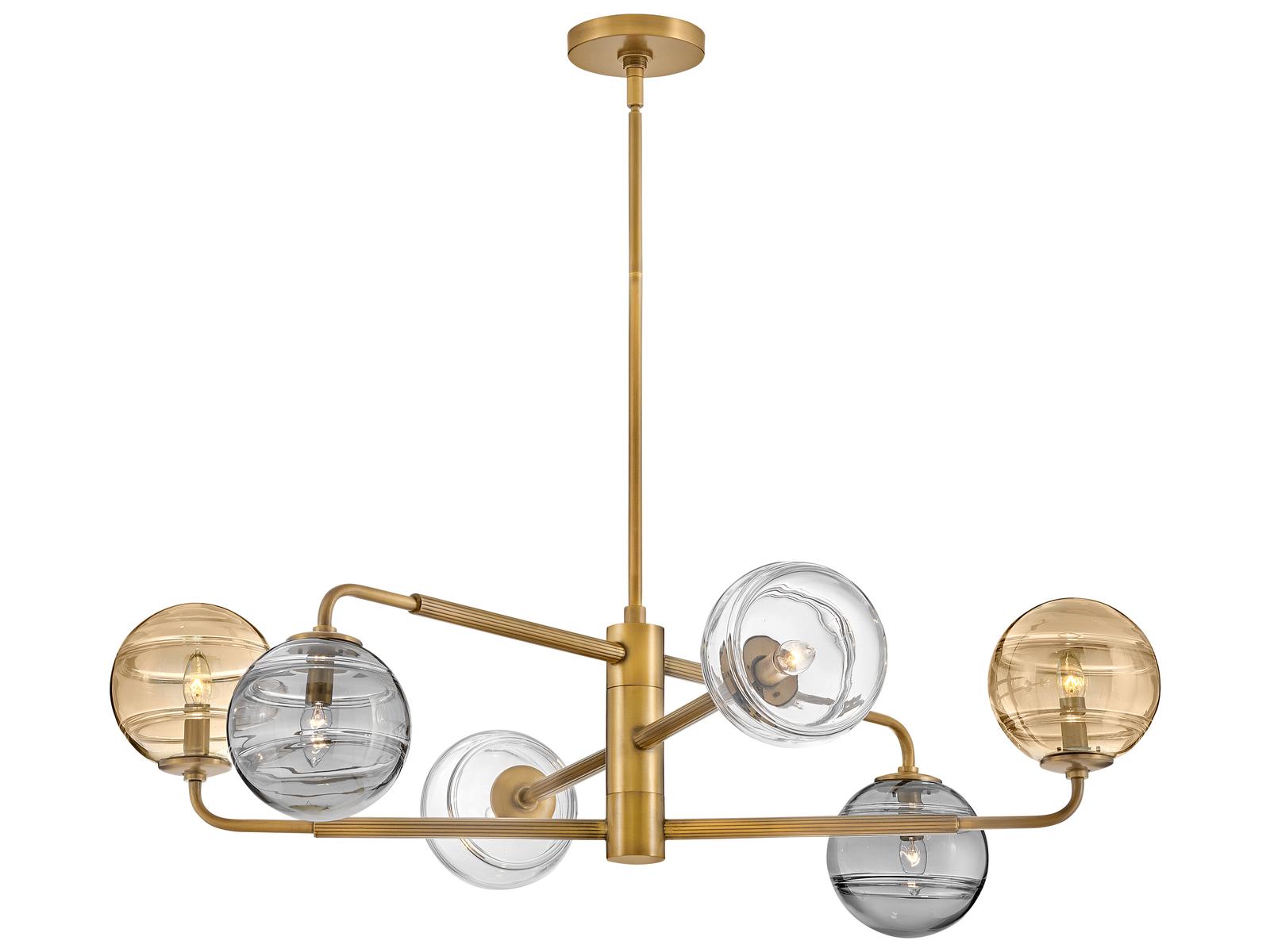 Fredrick Ramond Oberon 6-Light Heritage Brass Glass LED Globe Chandelier