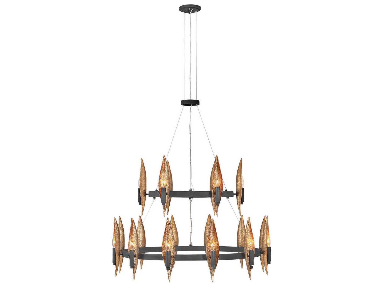 Fredrick Ramond Willow 18-Light8-Light Carbon Black Deluxe Gold Candelabra Chandelier