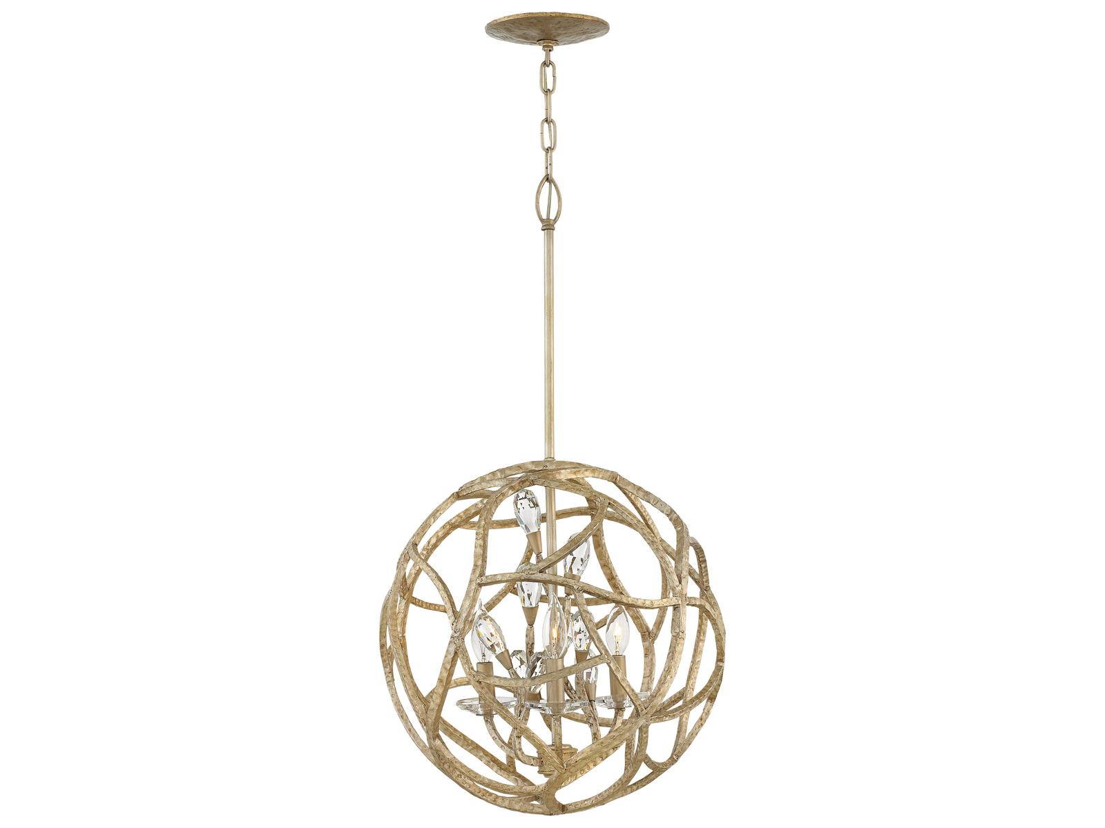 Fredrick Ramond Eve 3-Light Champagne Gold Crystal Candelabra Geometric Chandelier