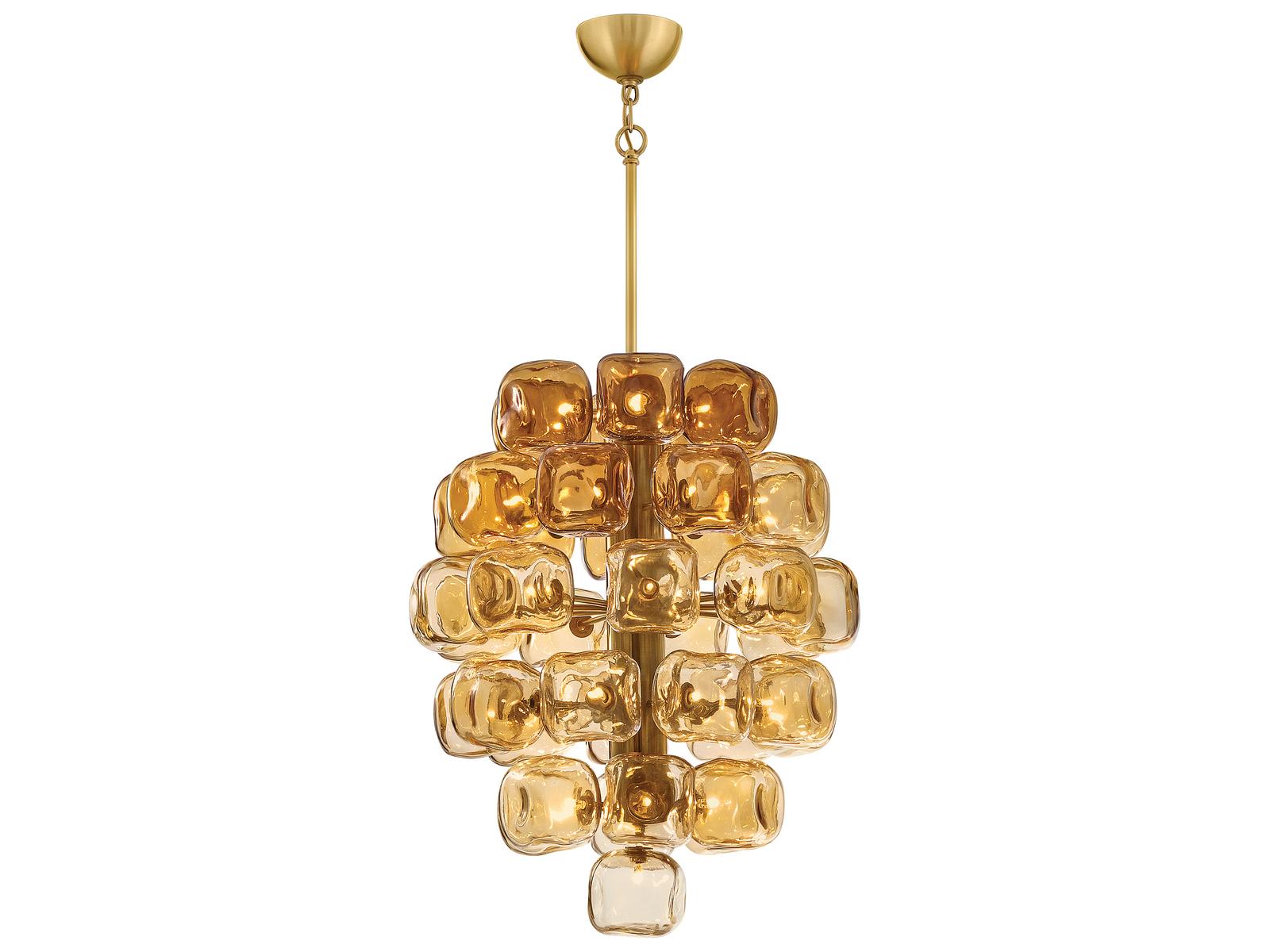 Fredrick Ramond Perriand 40-Light Unlacquered Brass Geometric Tiered Chandelier