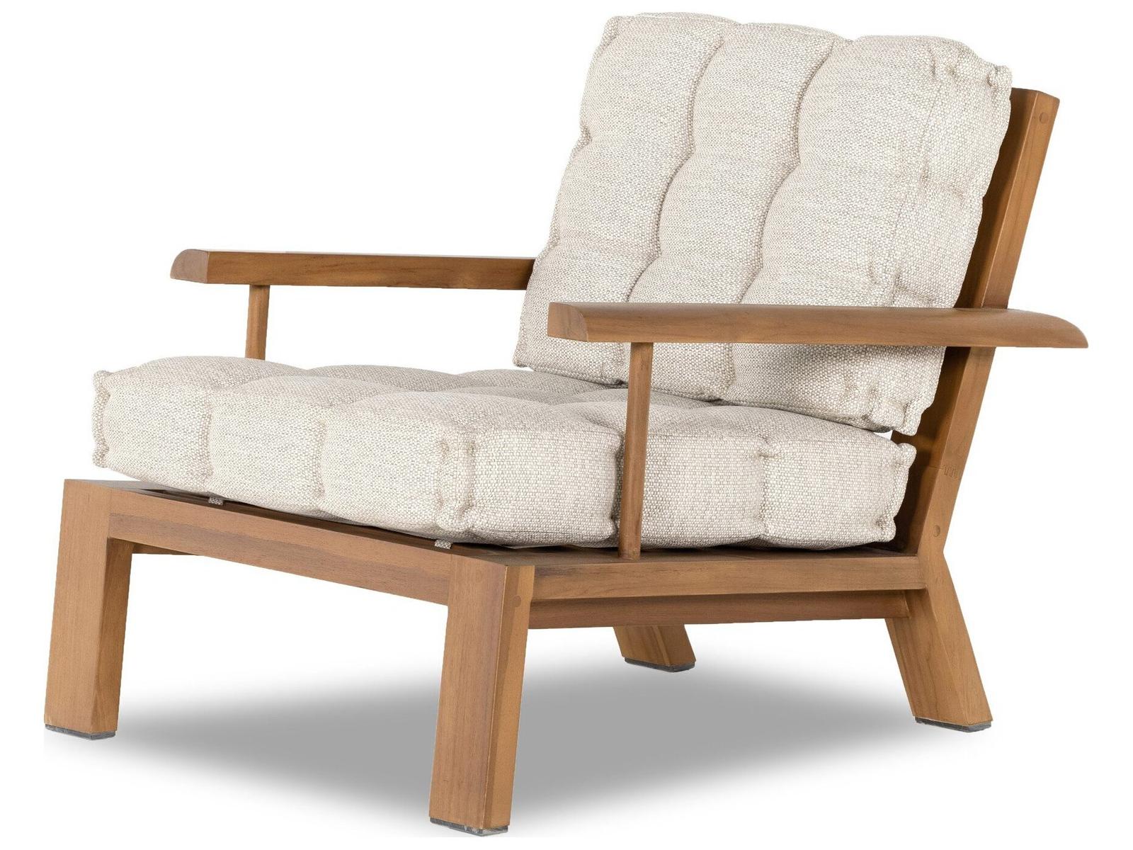 Four Hands Outdoor Solano Faye Sand / Natural Teak Cushion Lounge Chair