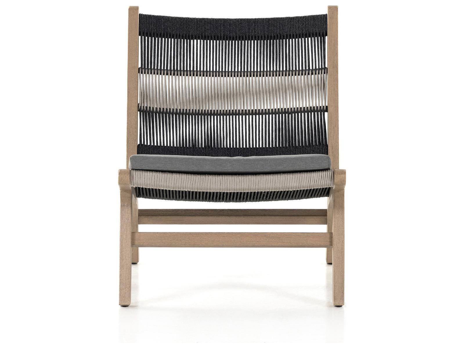 Four Hands Outdoor Solano Washed Brown / Grey Rope Dark Teak Strap Lounge Chair