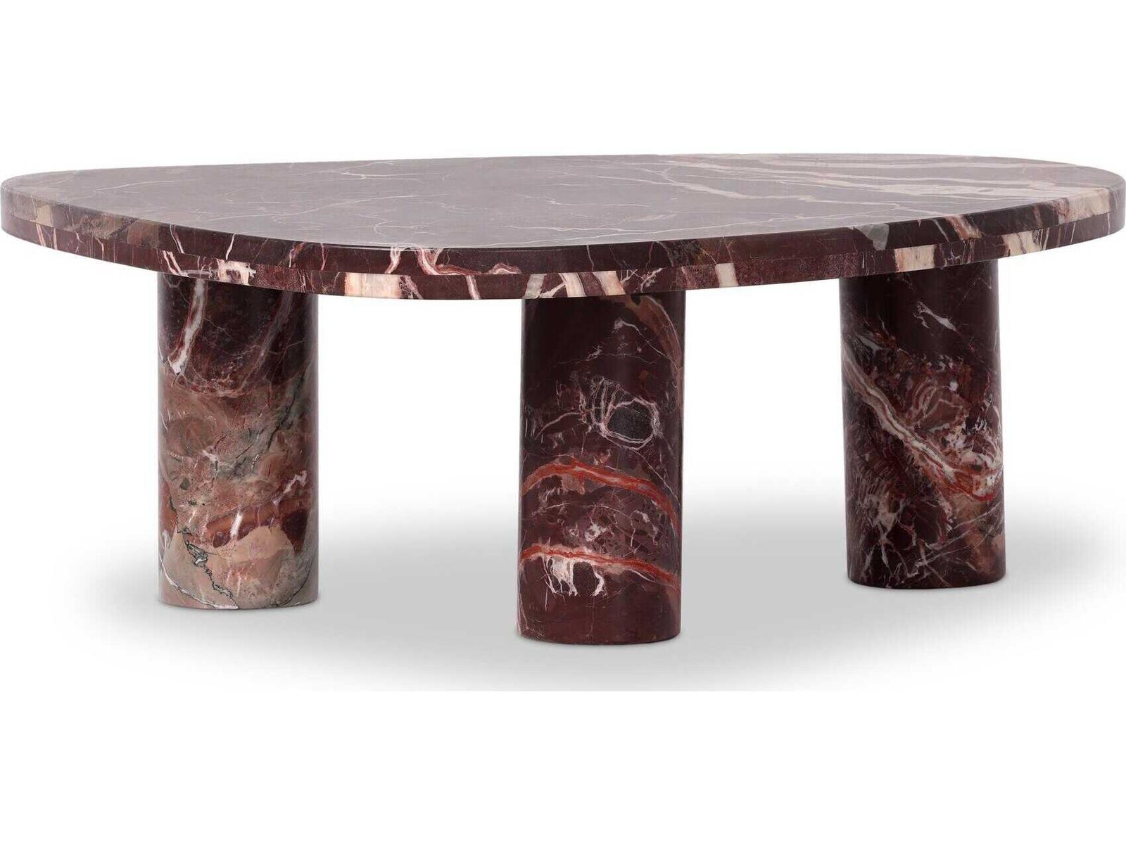 Four Hands Zion Nesting Coffee Table — Merlot Marble Solid Wood