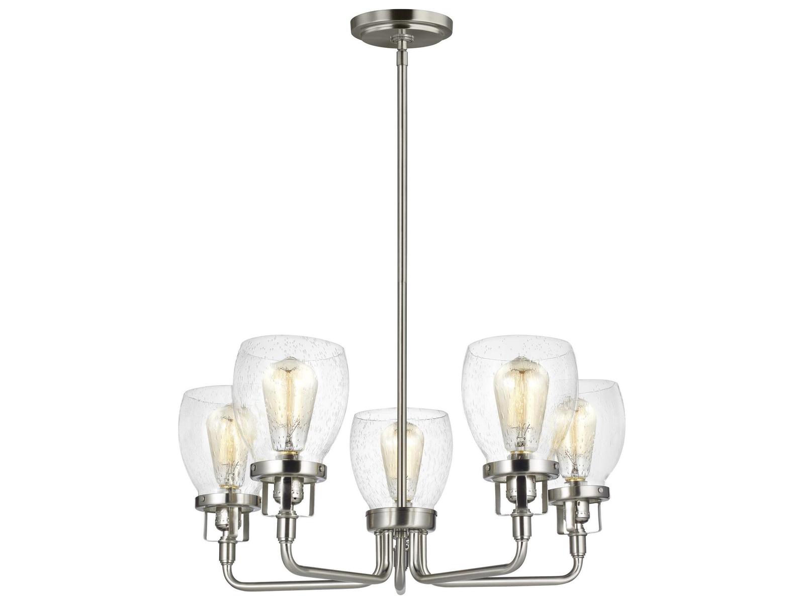 Generation Lighting Belton 5-Light Brushed Nickel Glass Bell Chandelier