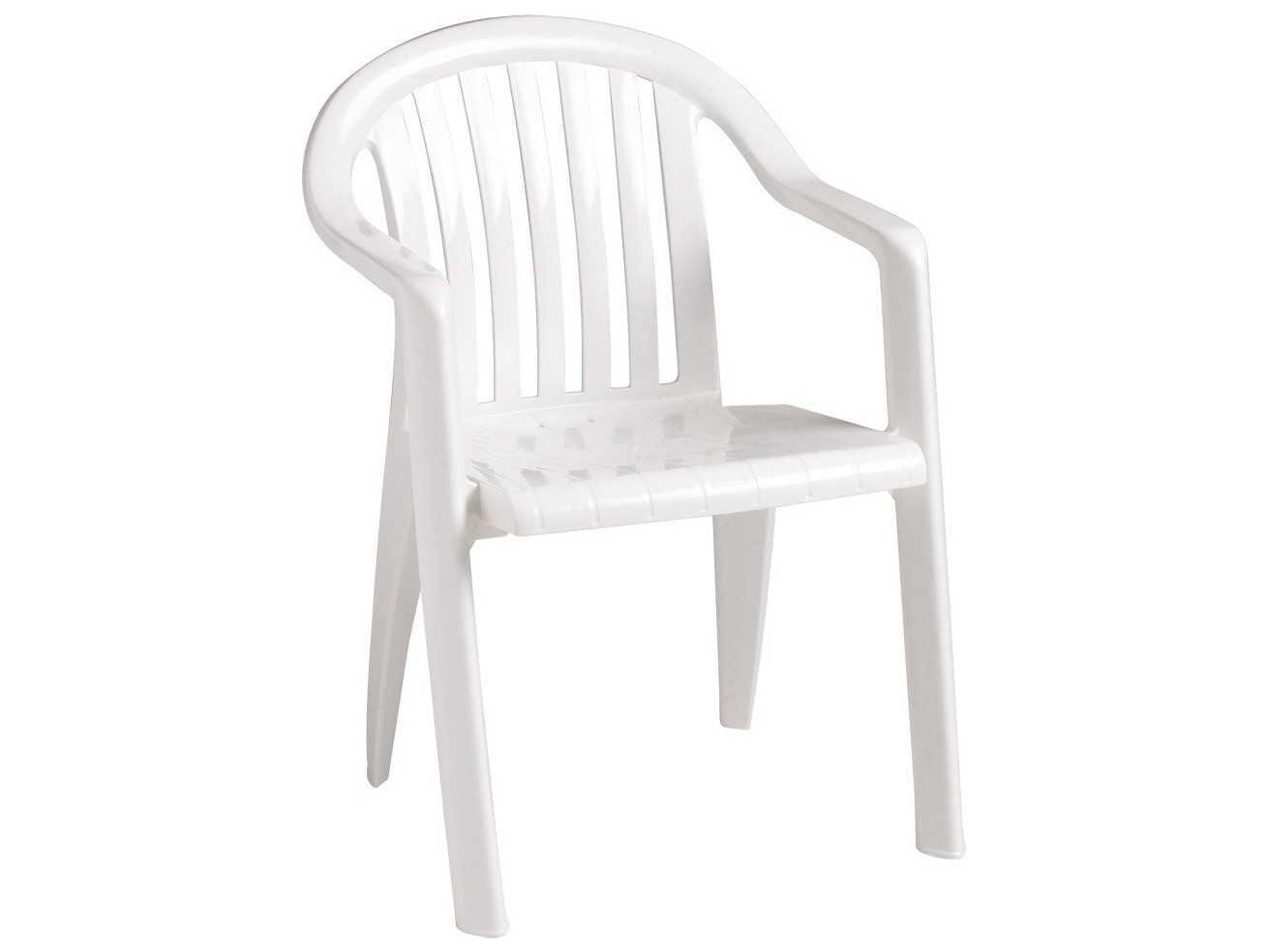 フランス製 Grosfillex マイアミ フォールディングチェア 2脚 屋外可 Grosfillex Miami Resin White Lowback Stacking Outdoor Patio Dining