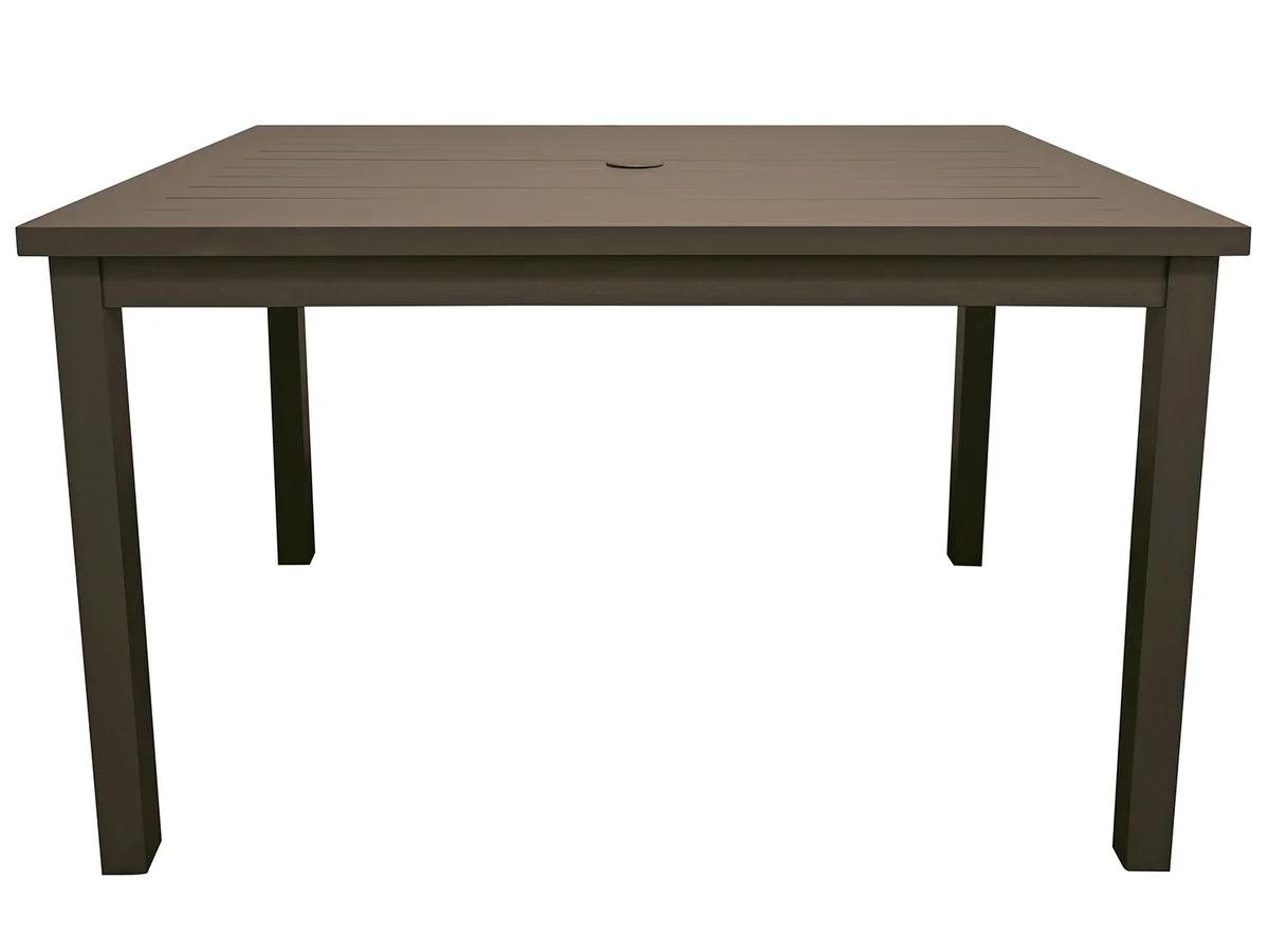 Grosfillex Sigma Aluminum Fusion Bronze Rectangular Outdoor Dining Table with Umbrella Hole