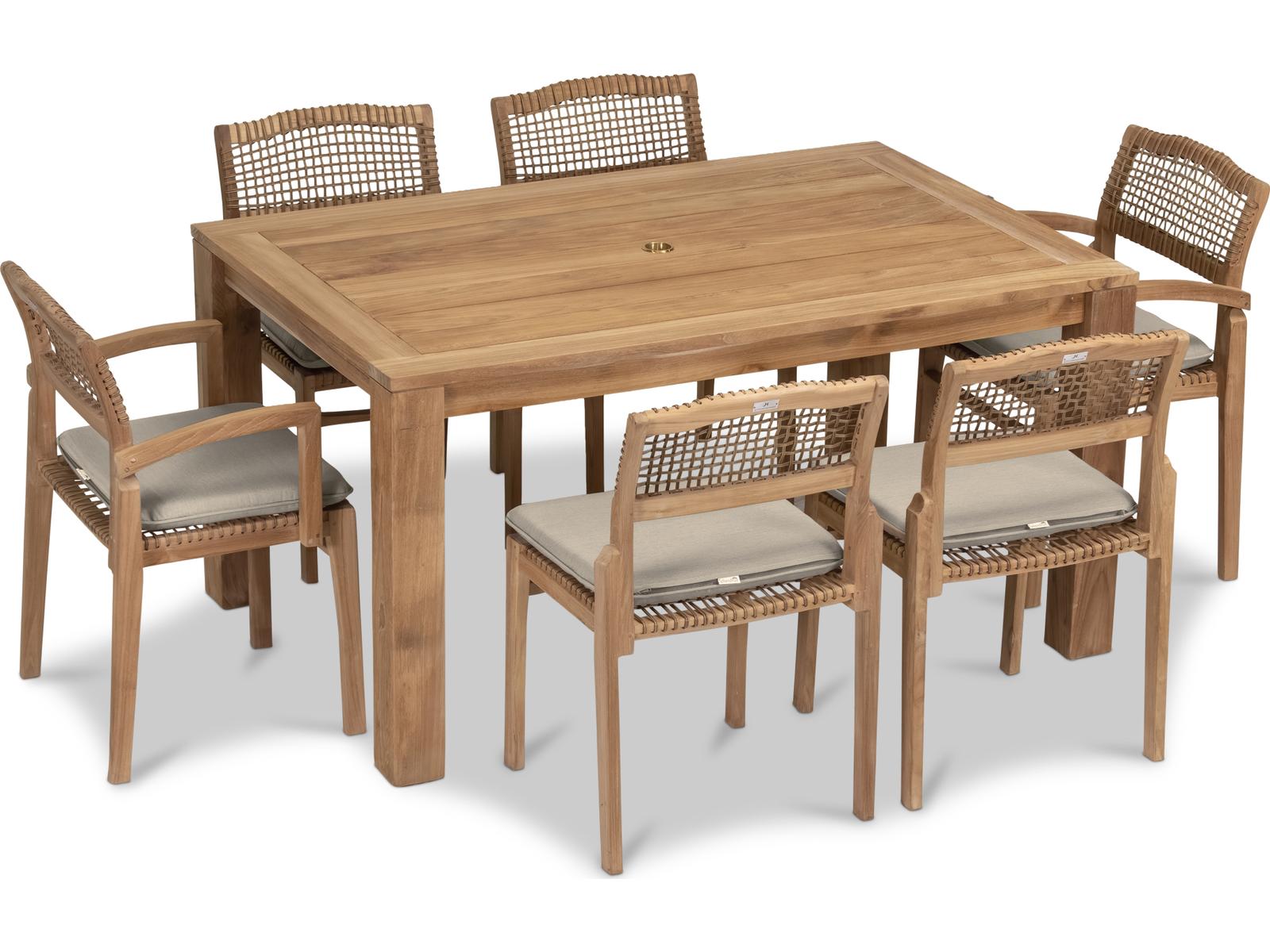 Harmonia Living Sands Teak 7 Piece Patio Dining Set