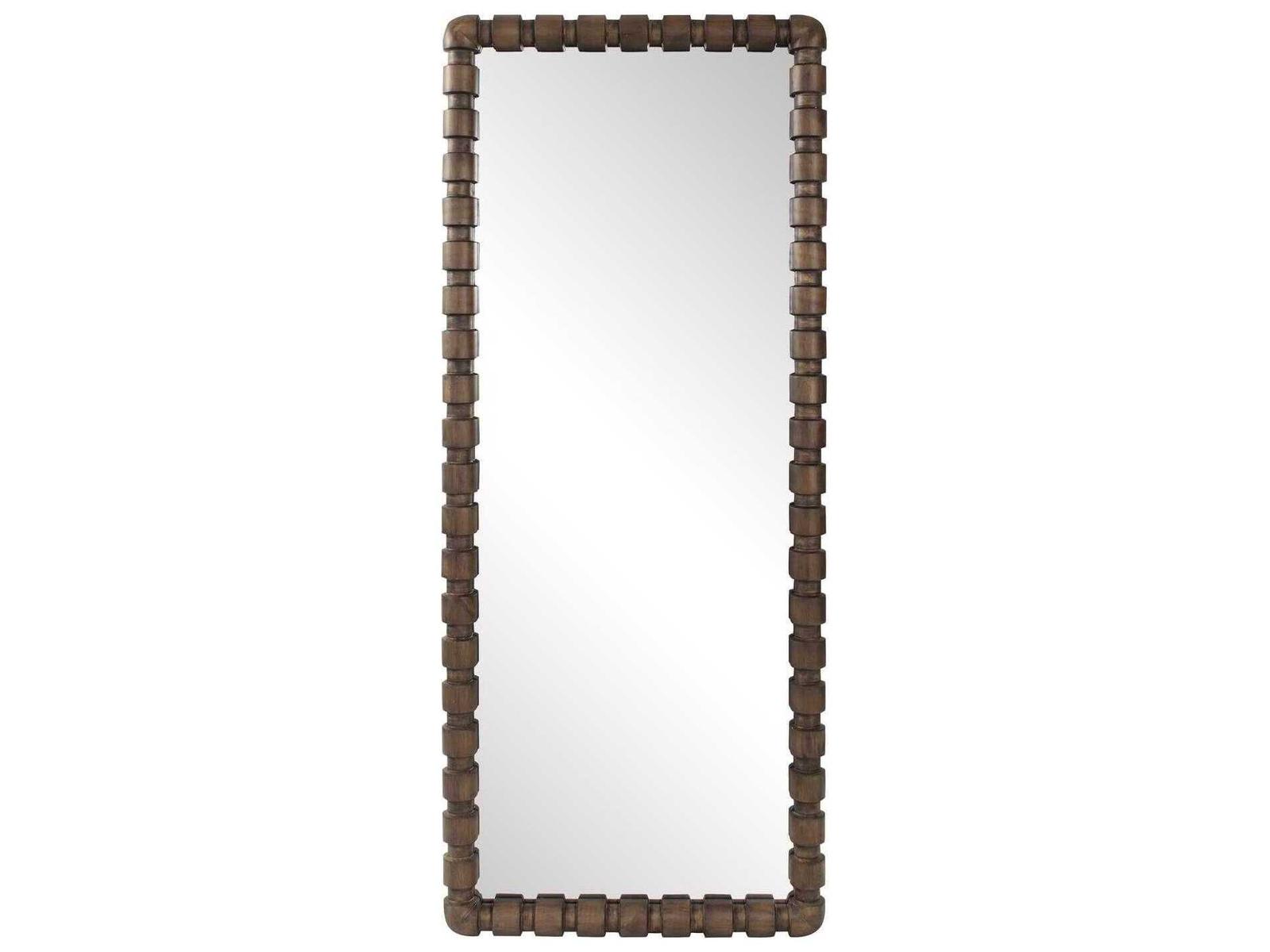 Howard Elliott Wooden Bobbin Stained Brown Rectangular Wall Mirror